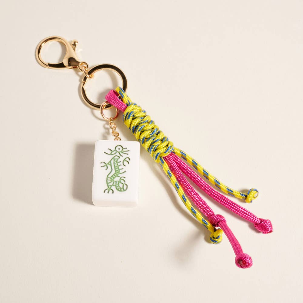 Mahjong Tile Knot Strap Drop Keychain Bag Charm