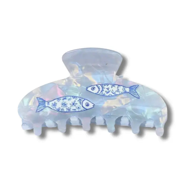 Iridescent Blue Fish Claw Hair Clip