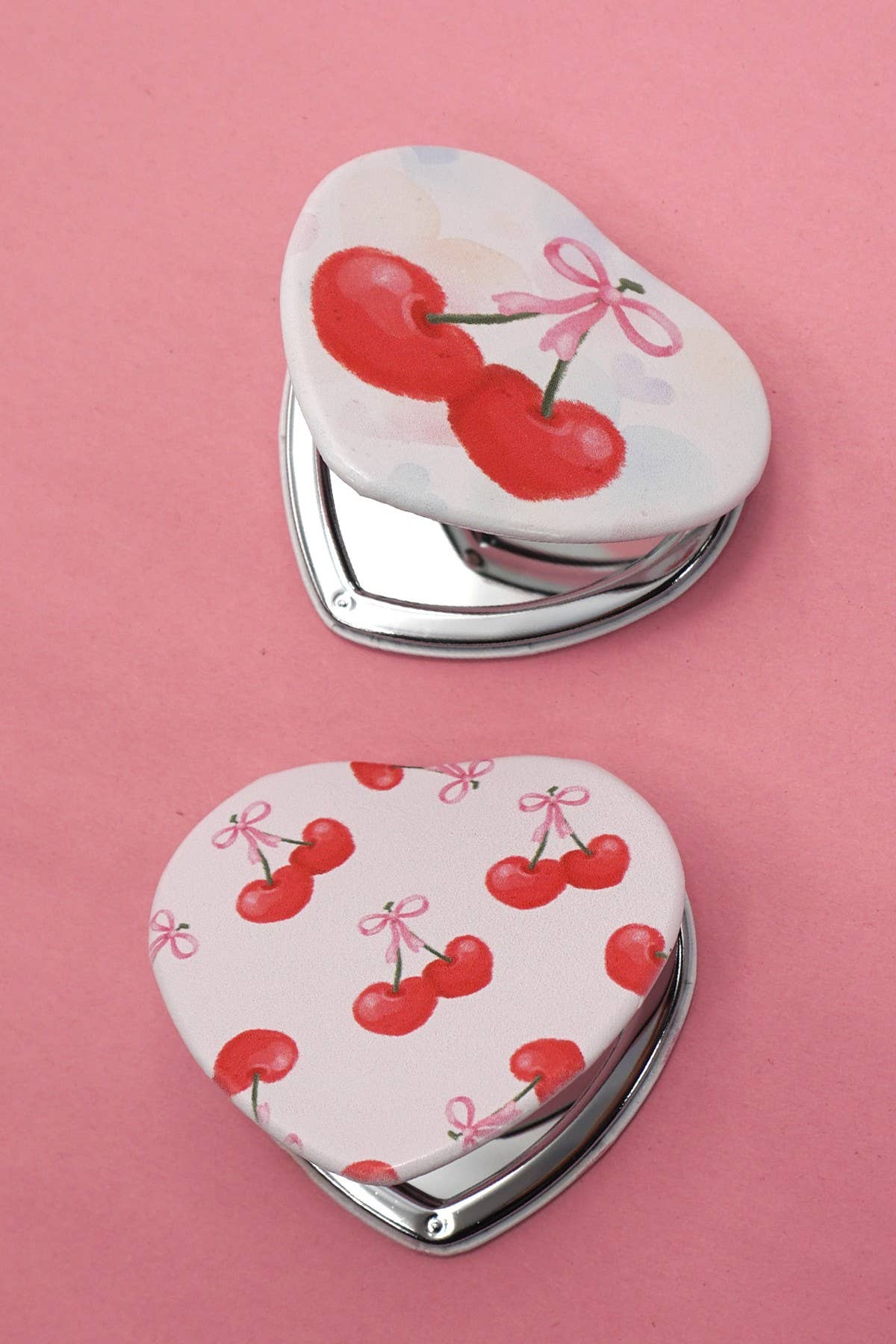 Private label travel pocket compact handheld bow mirror with a sleek, portable design and reflective surface for on-the-go use.