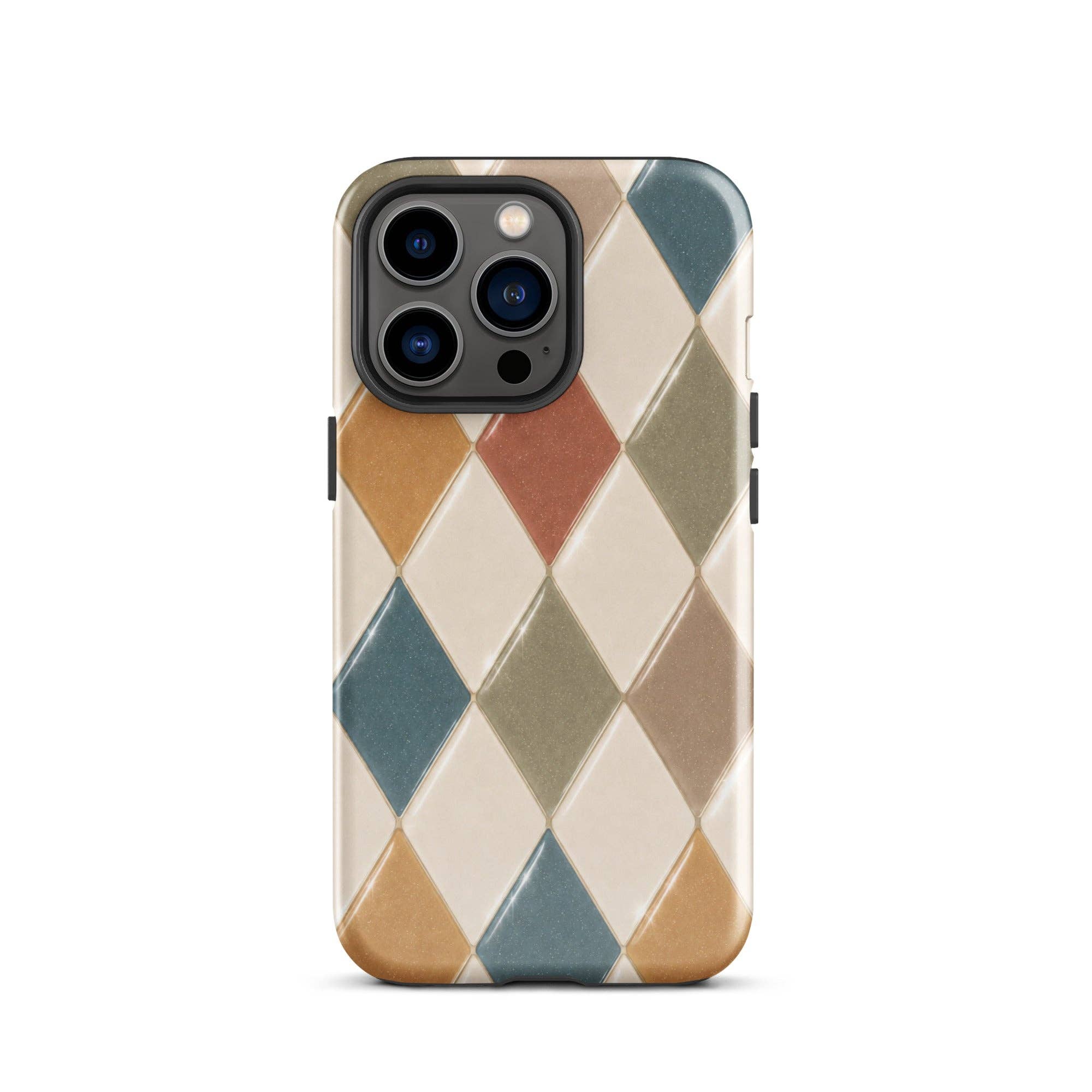 Green Tan Turquoise Argyle iPhone Case