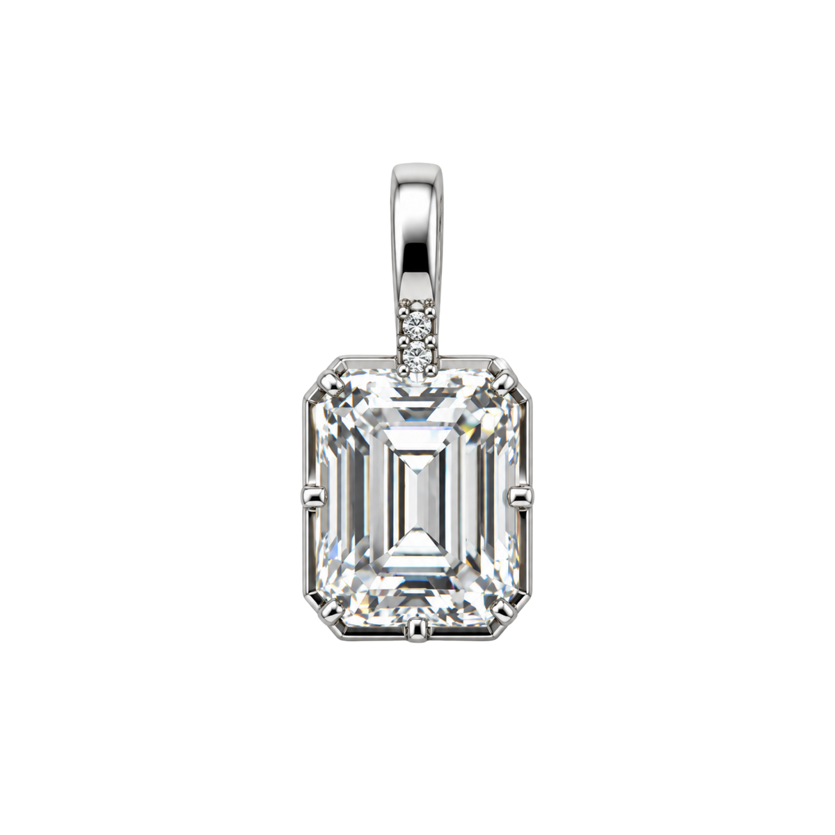 Emerald Cut CZ Pendant Charm
