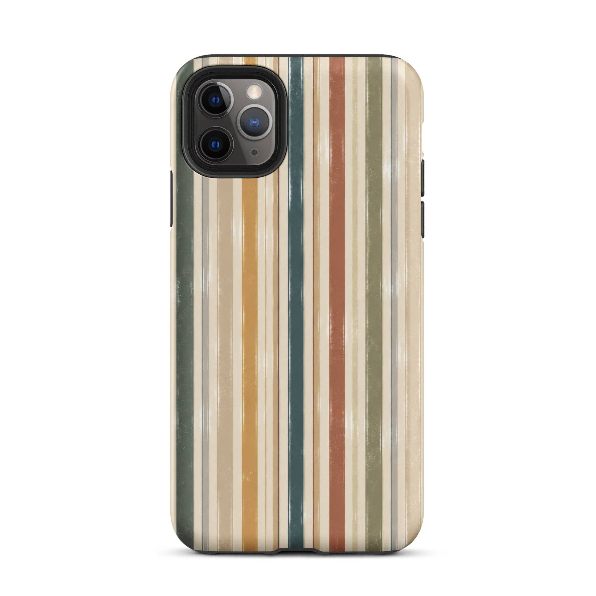Green Tan Turquoise Stripe iPhone Case