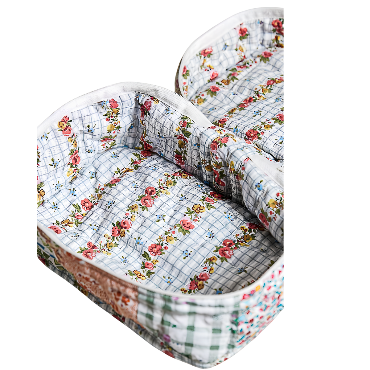 Crafted Vintage Floral Patchwork Quilted Makeup Bag