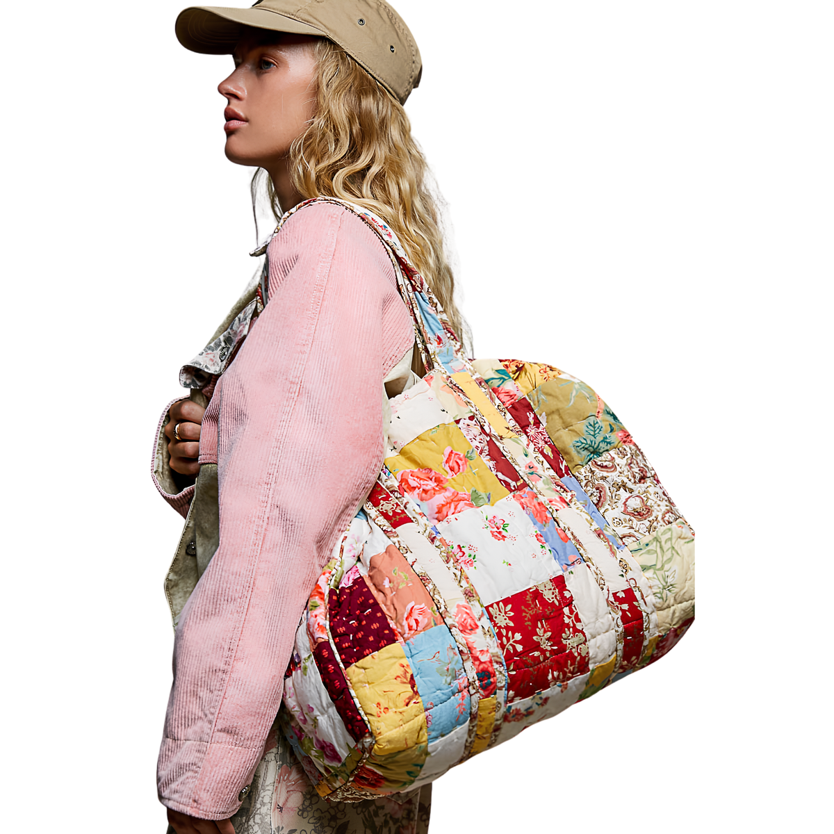 Quilted Vibrant Patchwork Vintage Crafted Weekender Bag