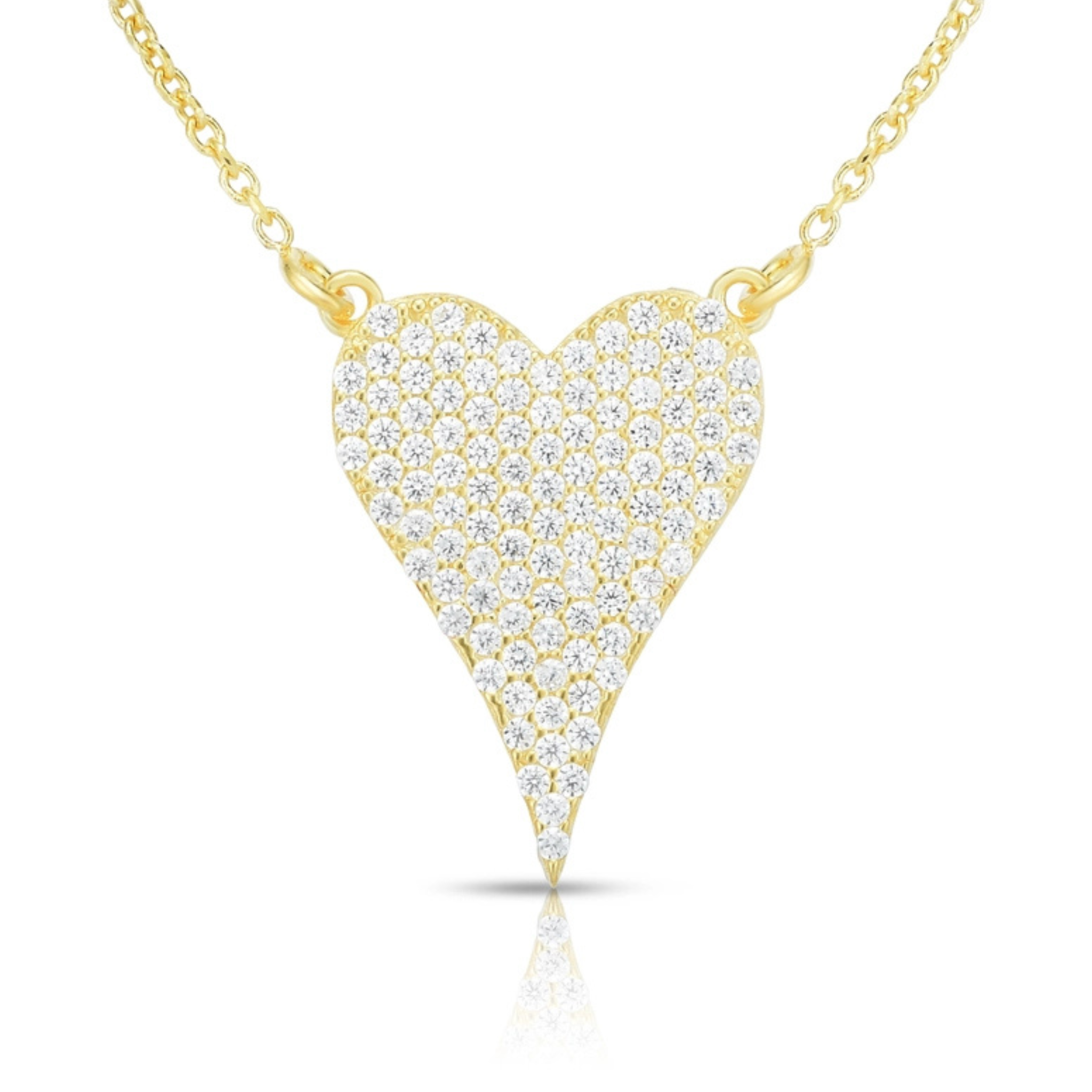 28MM Pave Heart Sterling Silver Necklace