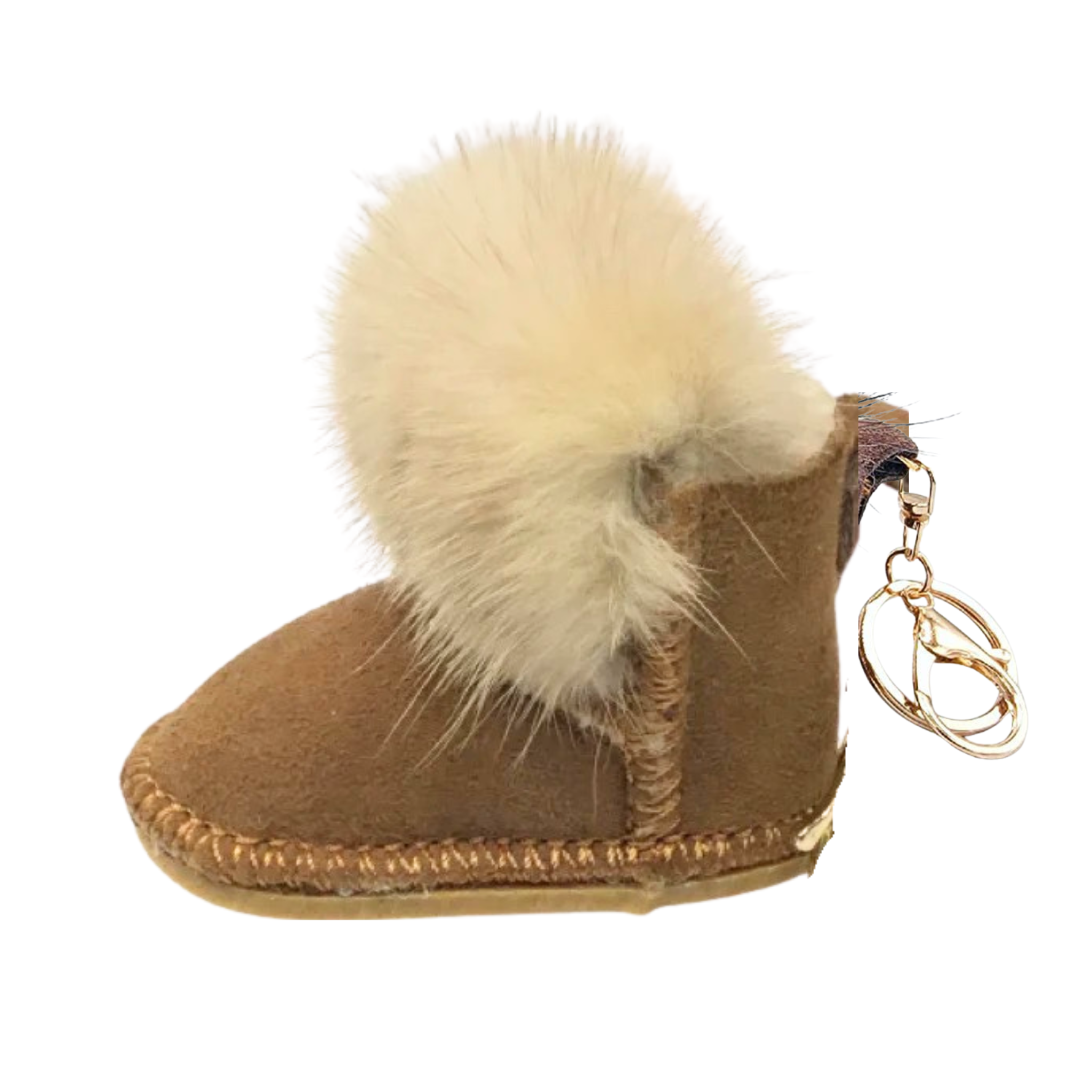 Faux Fur Pom Pom Boot Keychain