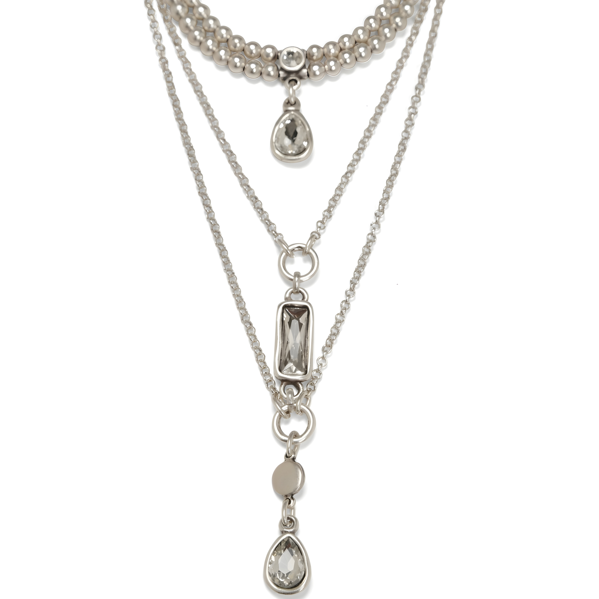 Chanour handmade angel pewter necklace with crystal pendant, featuring detailed angel design and sparkling crystal accents.