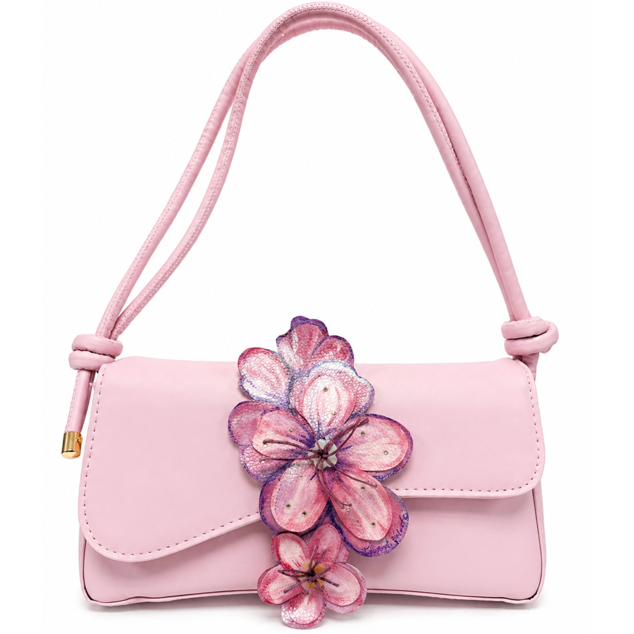 Gianna Valente Blush Botanica shoulder bag with floral pattern and adjustable strap, stylish accessory for everyday use.