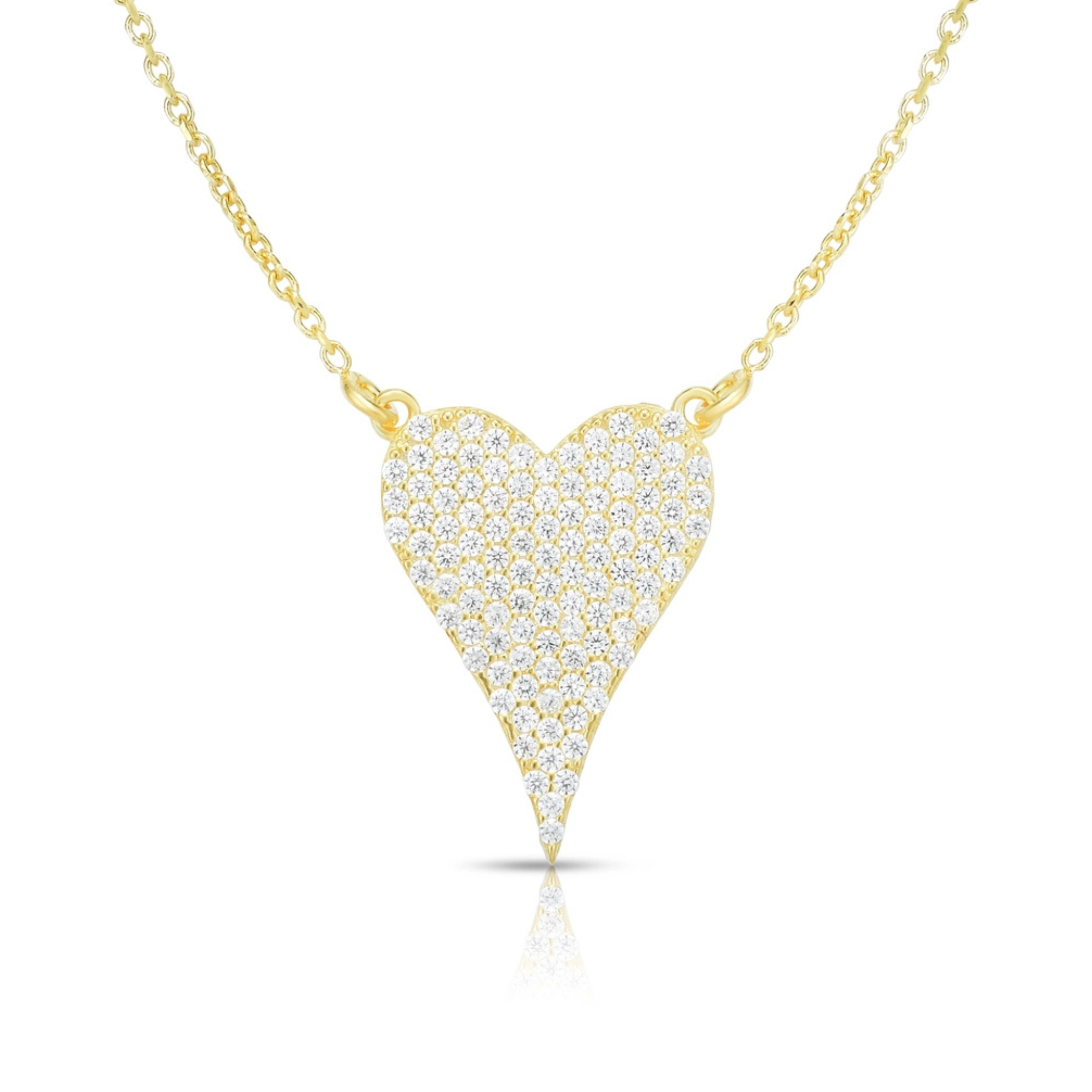 20MM Pave Heart Sterling Silver Necklace