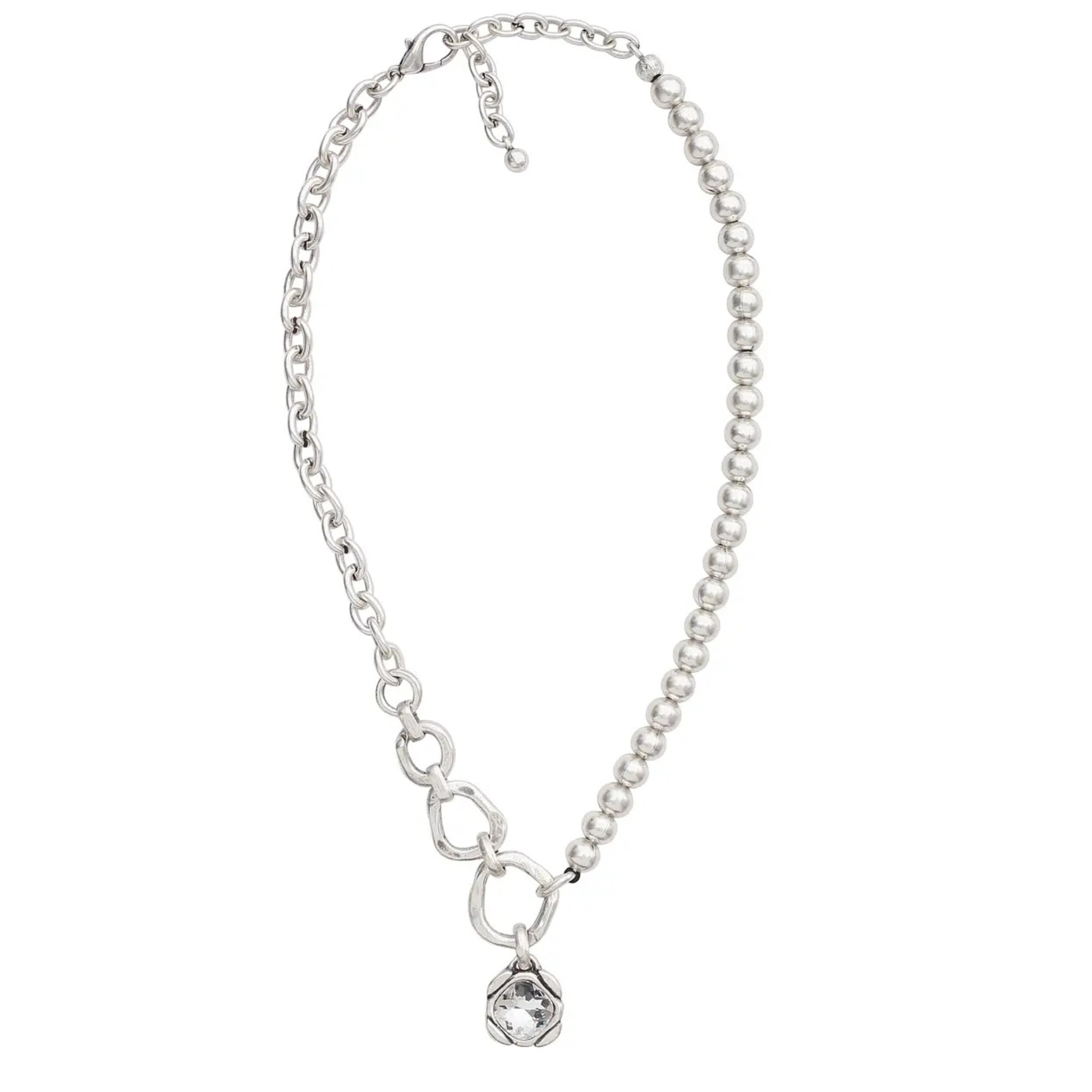 Chanour Nova Link Necklace featuring a sleek, interconnected chain design in silver-tone metal, stylish and elegant jewelry accessory.