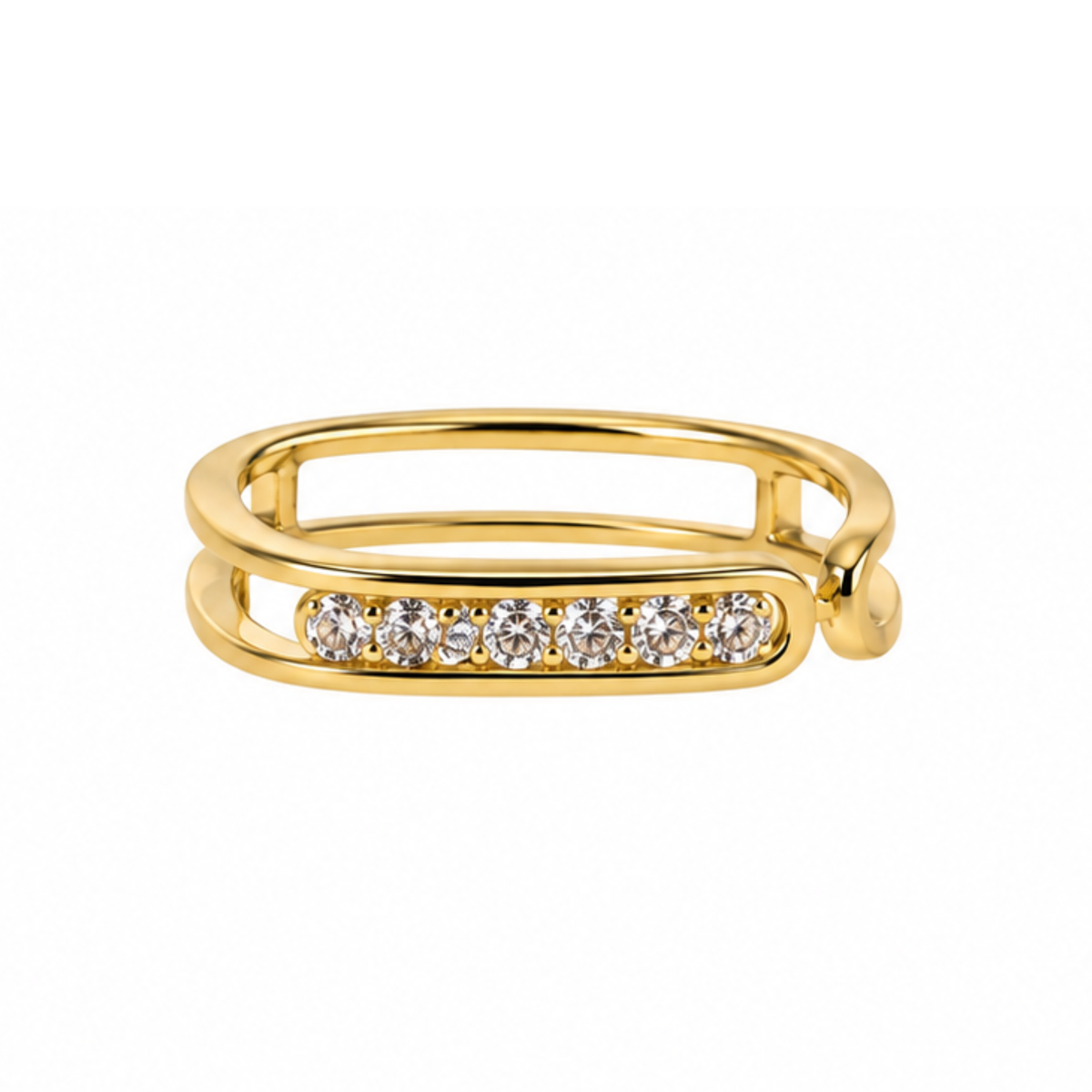 Pave Geo Open Bar Adjustable Ring