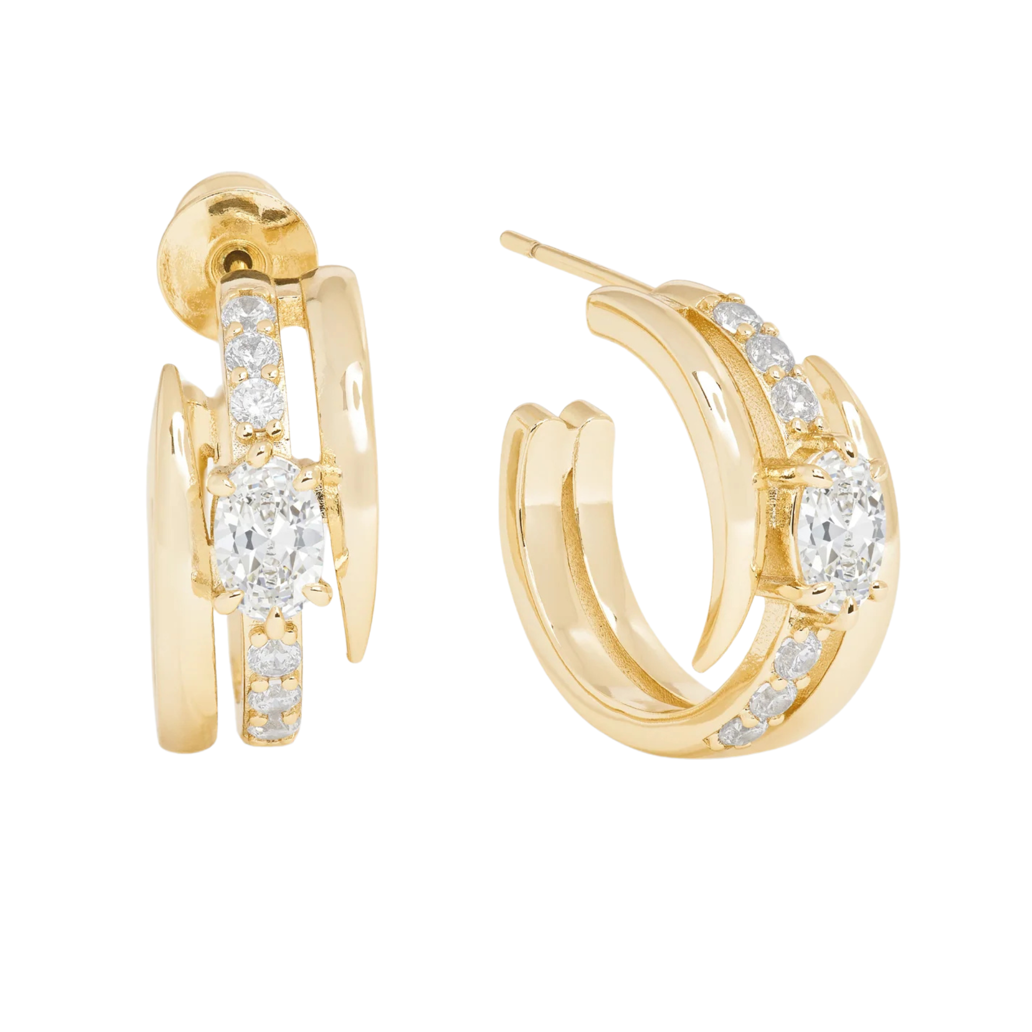 Melinda Maria She's on Point Pavé Lasso Huggies earrings with sparkling pavé stones and a unique lasso design.