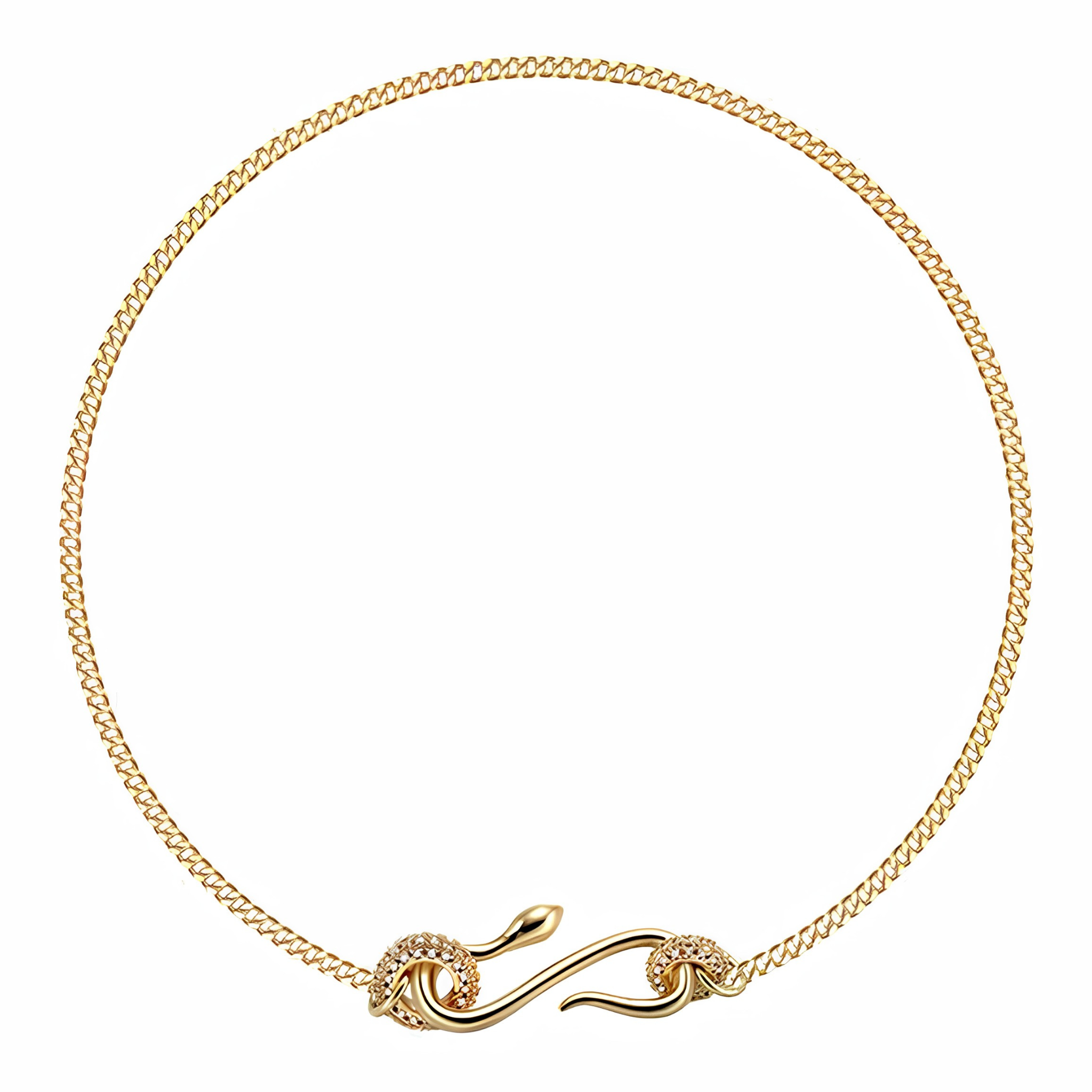 Rhinestone snake-shaped chain pendant necklace with sparkling details, stylish jewelry piece by private label.