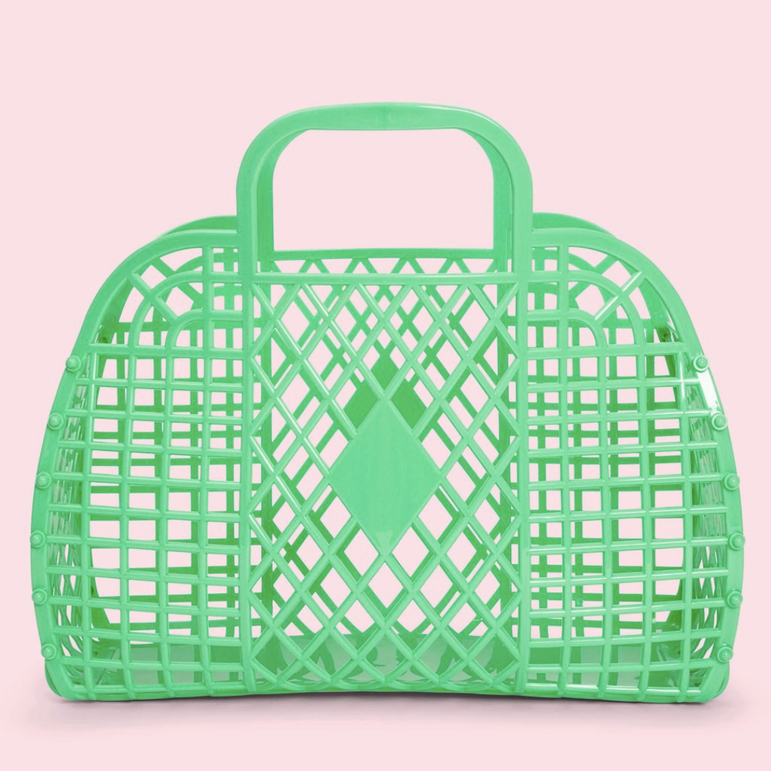Sunjellies Retro Basket Green- Large