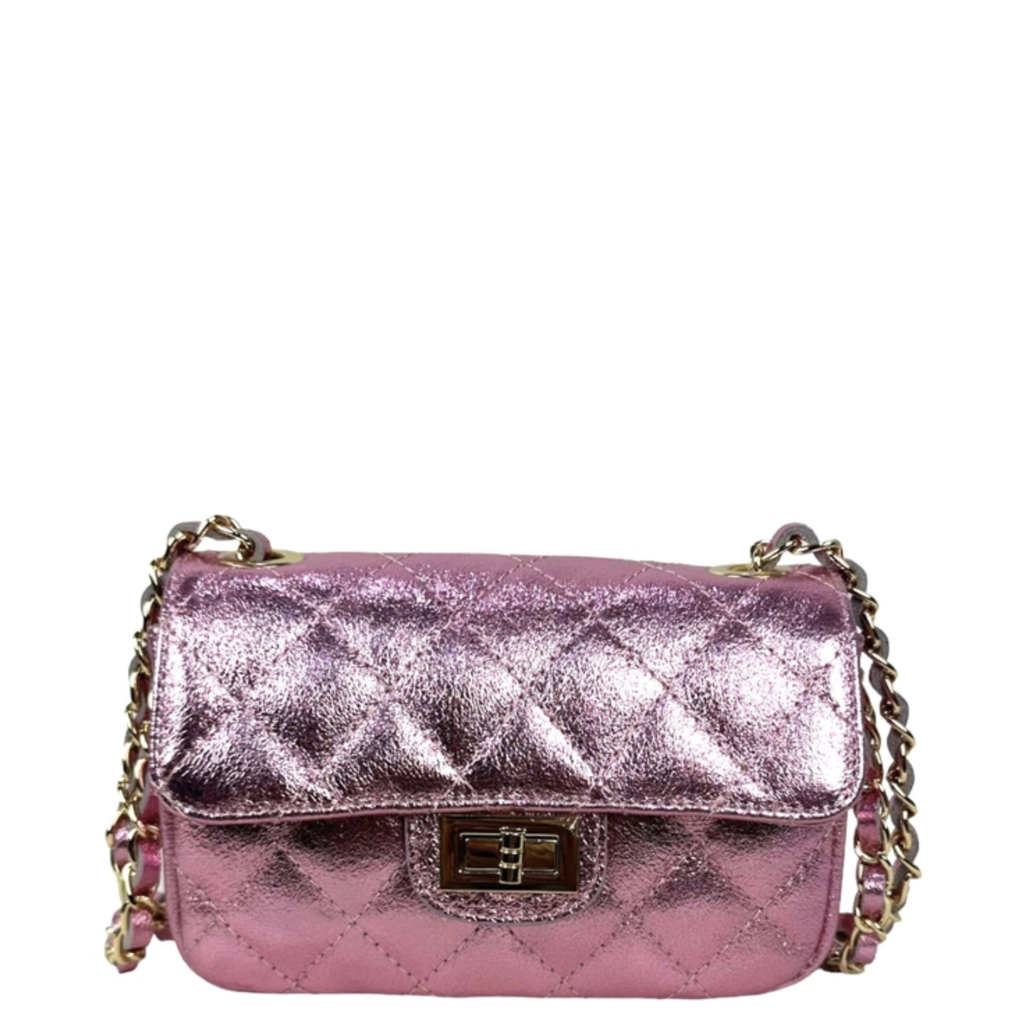 Metallic Quilted Italian Leather Bag