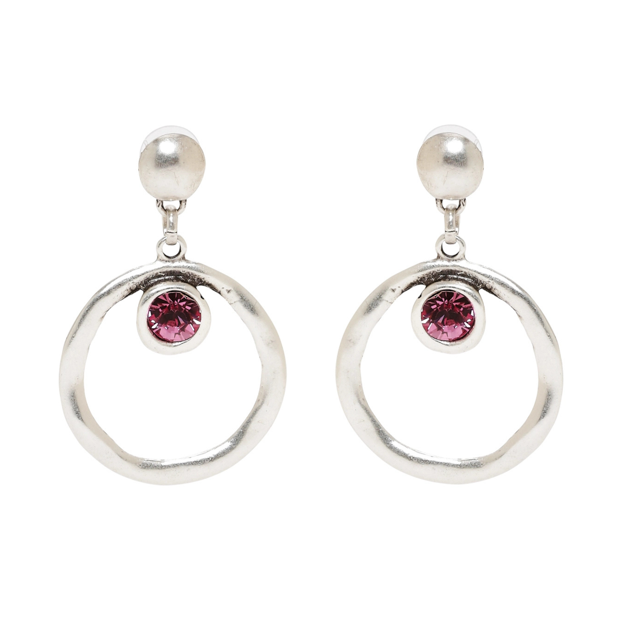 Chanour Solara Pink Drop Earrings with delicate gold hooks and vibrant pink teardrop charms on a white background.