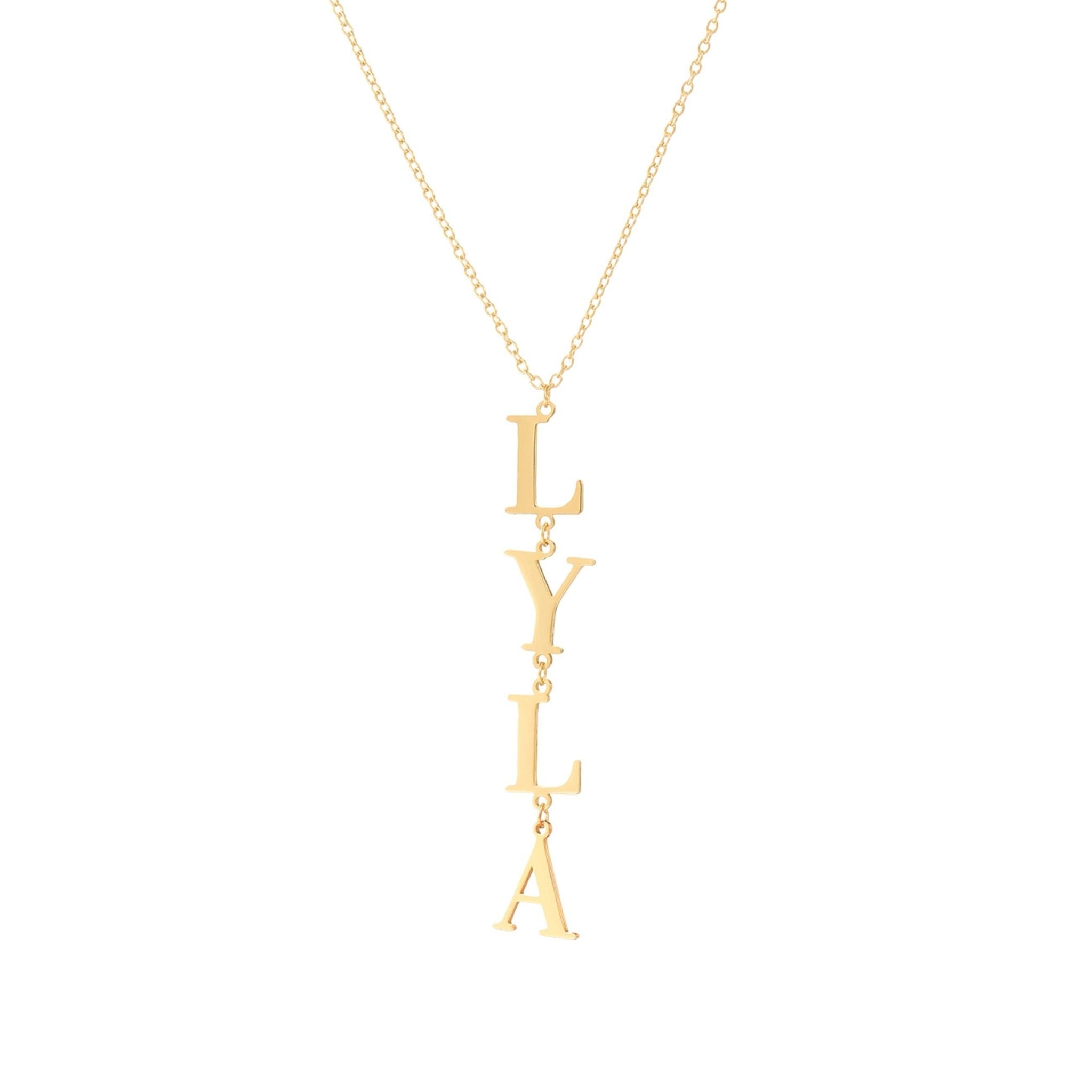 Custom Cleo Vertical Name Necklace - Water Resistant