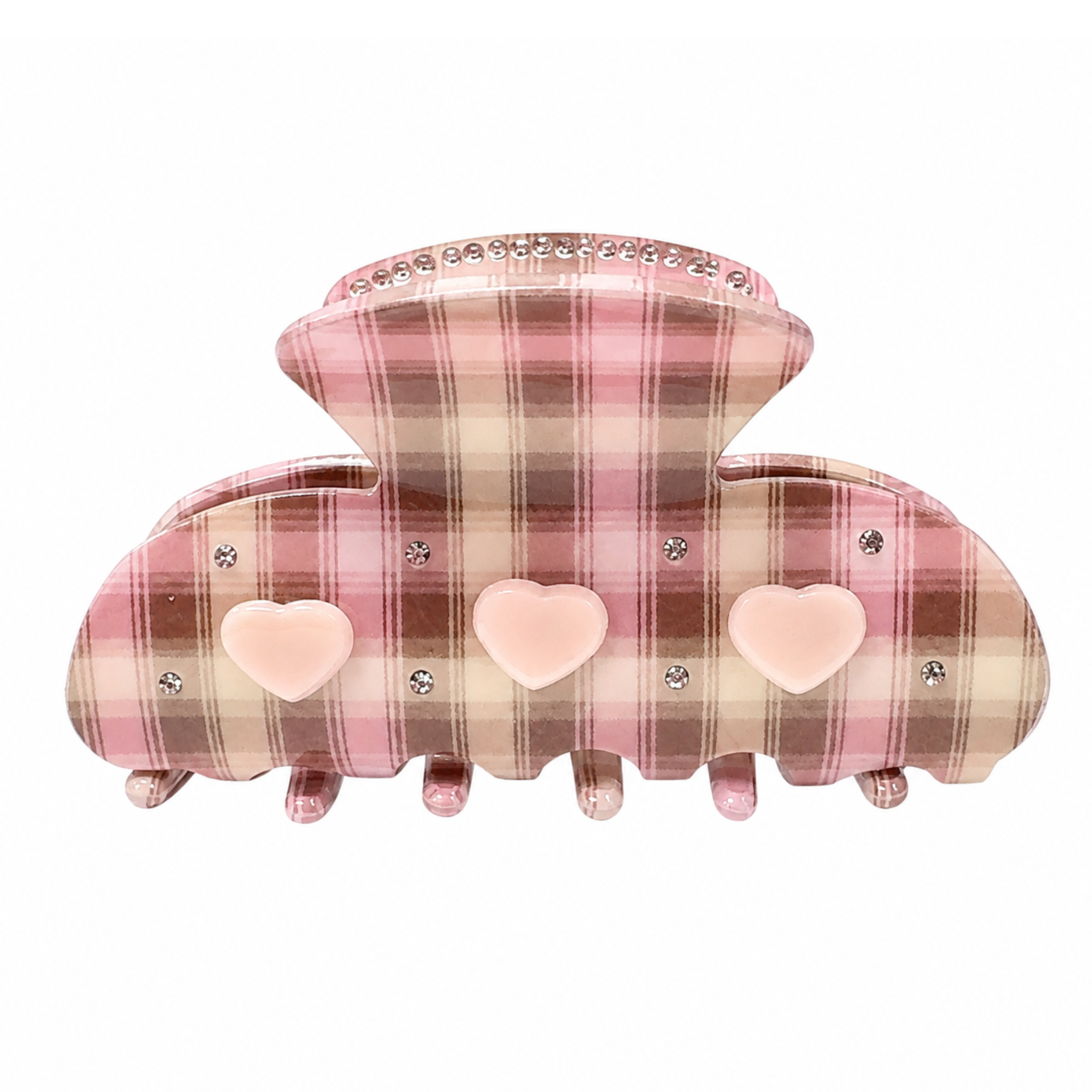 Plaid Heart Claw Clips