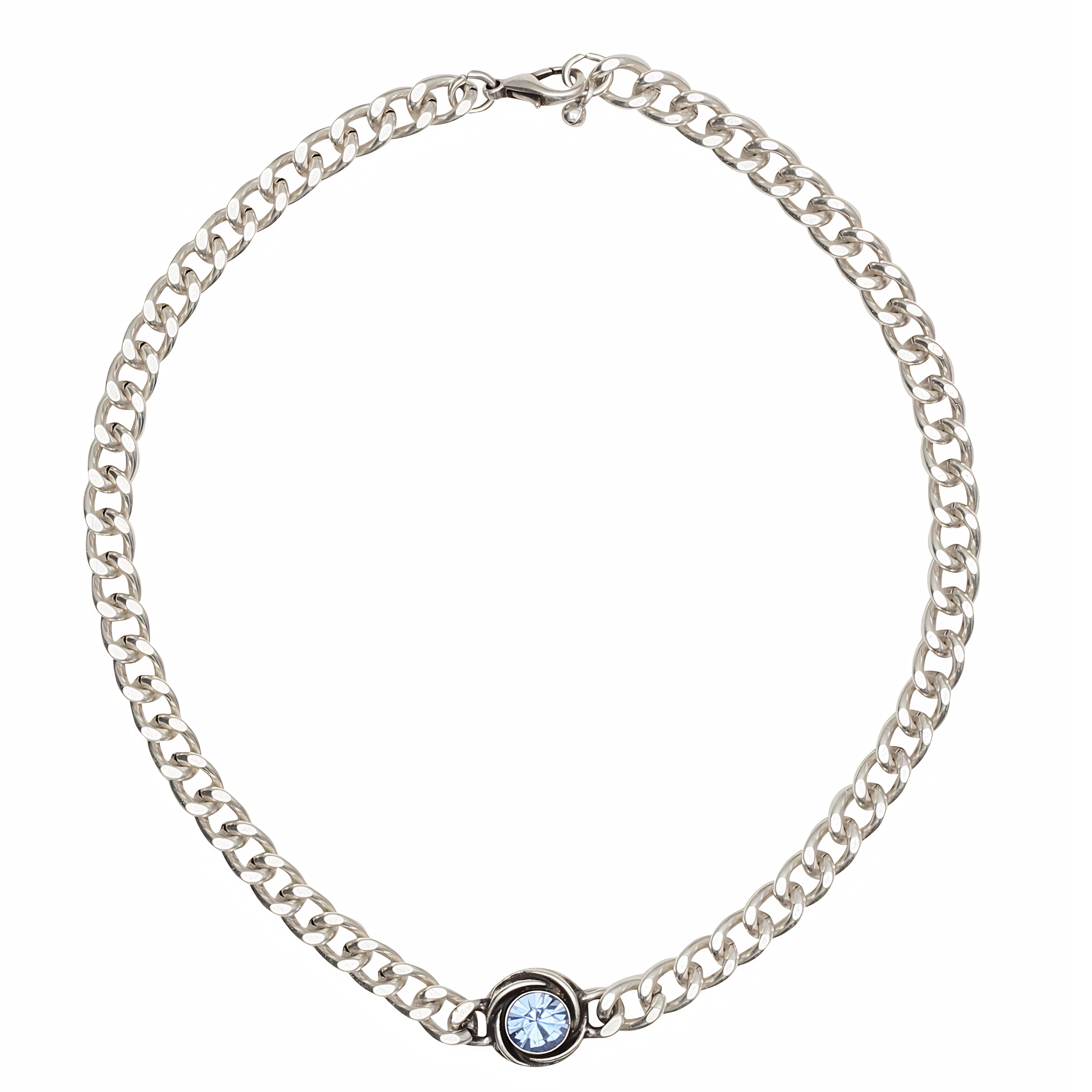 Handmade Blue Dream Pewter Necklace by Chanour featuring a detailed blue-toned pendant on a silver chain.