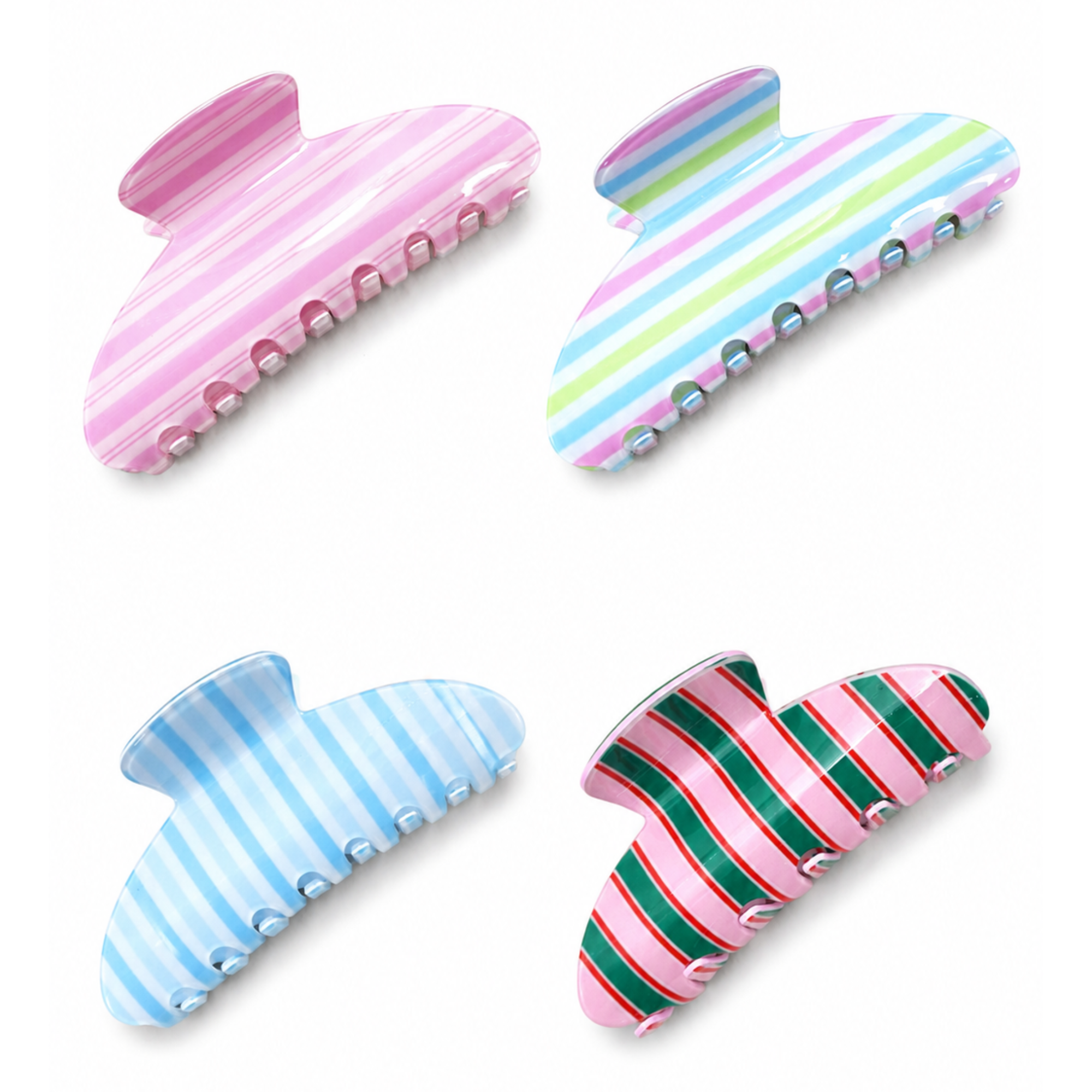 Jumbo Stripe & Plaid Oval Hair Claw Clip
