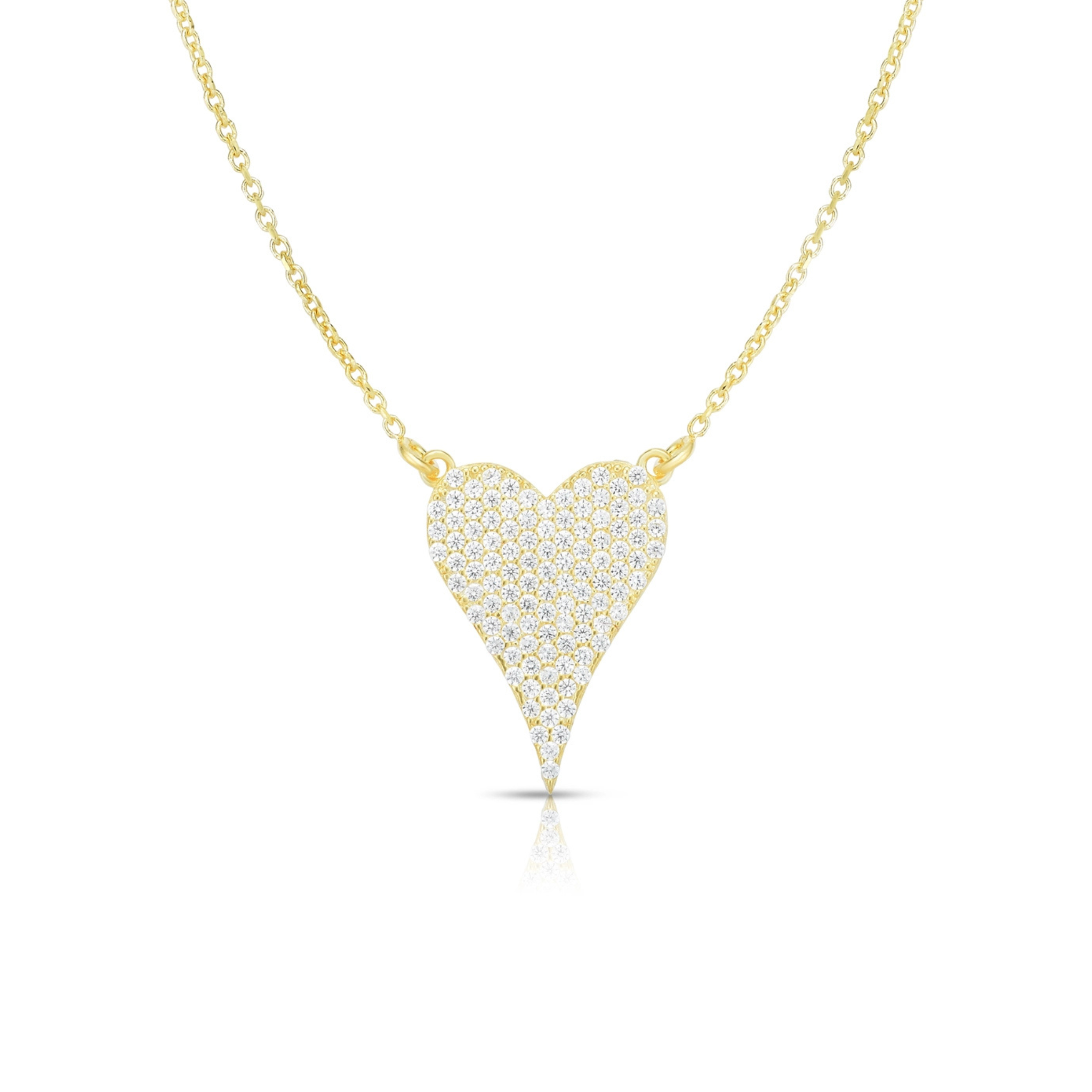 15mm Pave Heart Sterling Silver Necklace - N1575