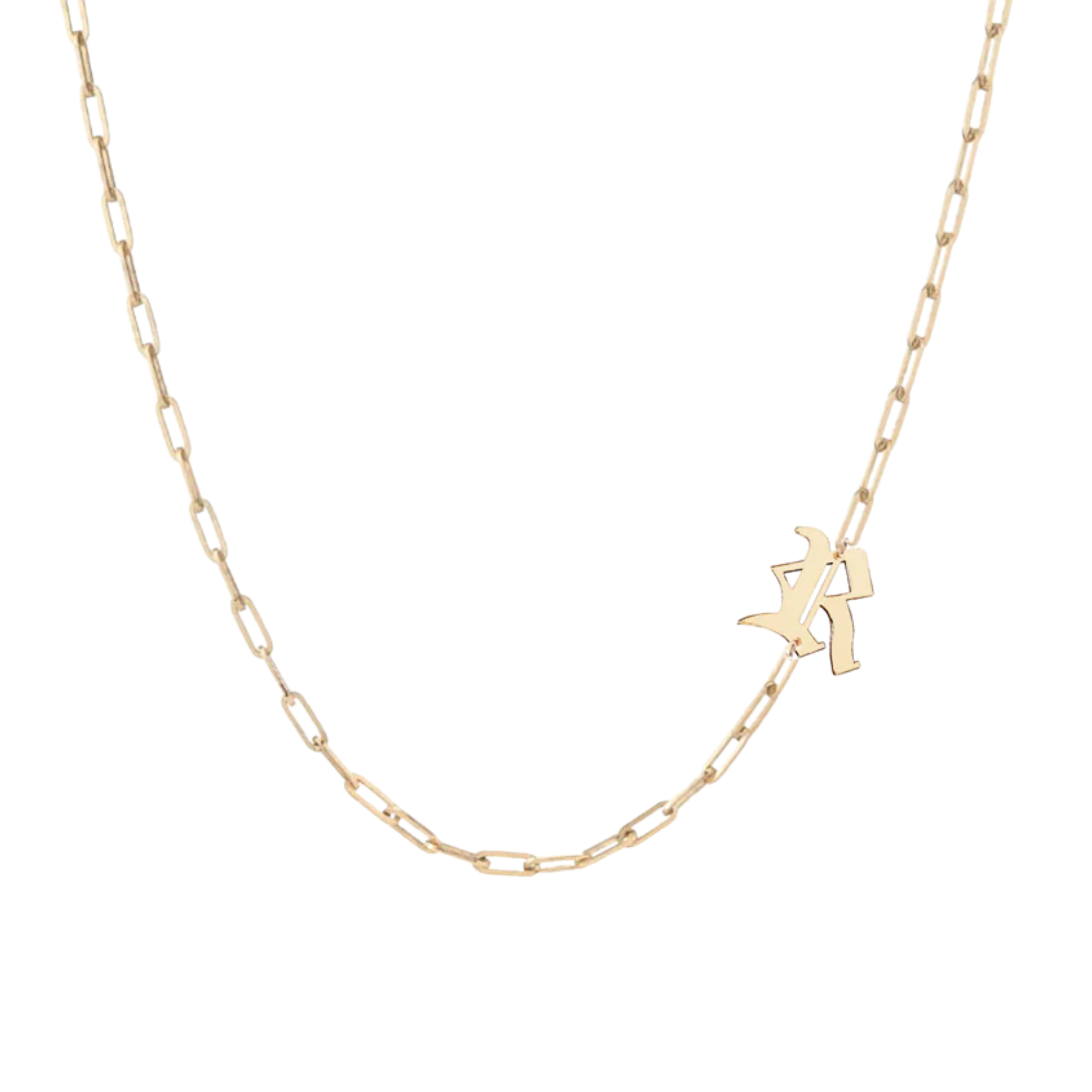 Noah Gothic Side Initial Paperclip Necklace - Let's Bag It