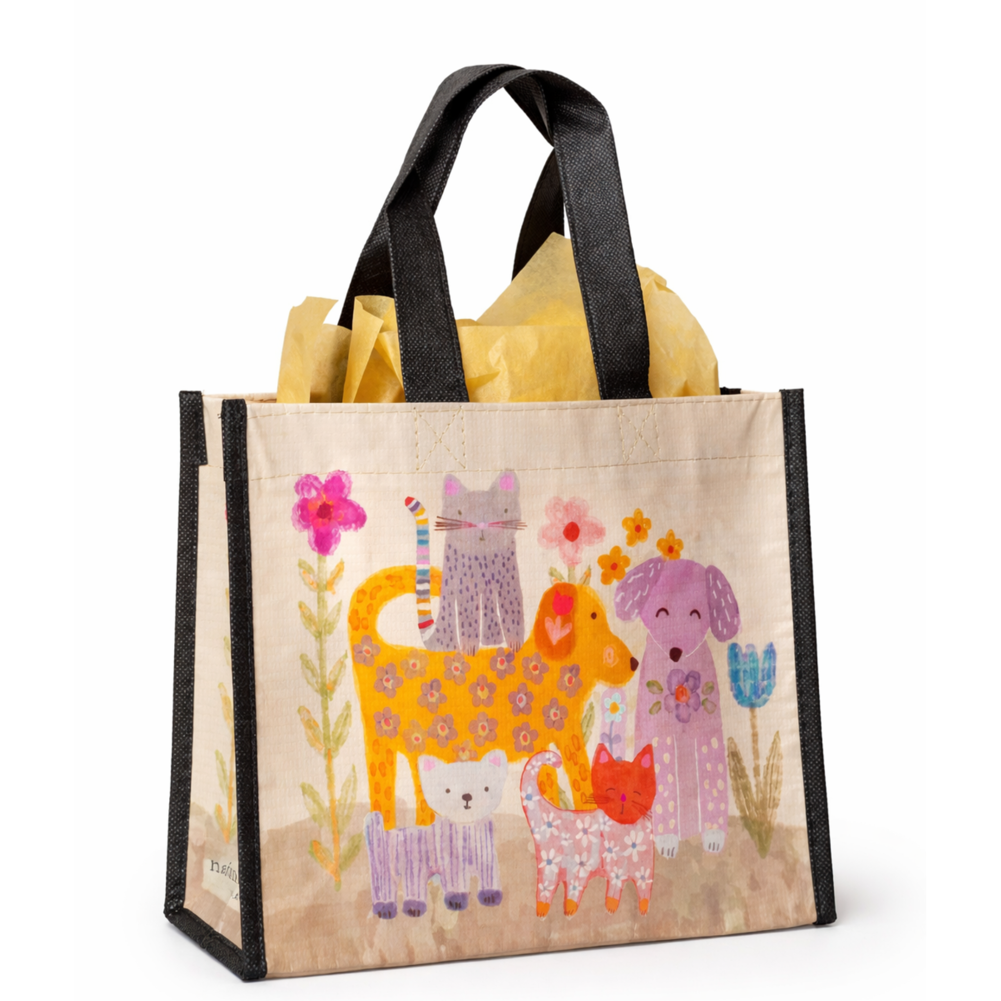 Set of 3 Medium Happy Bags by Natural Life, featuring colorful tote designs and sturdy handles for everyday use.