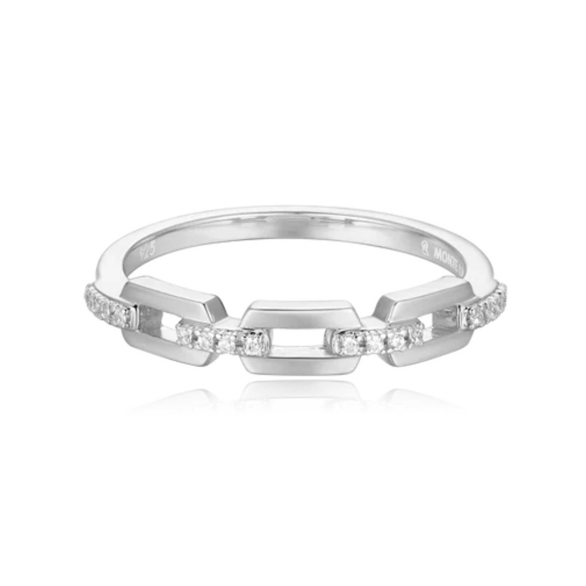 Mini-link Stackable Ring in Rhodium Plated Sterling Silver - Let's Bag It