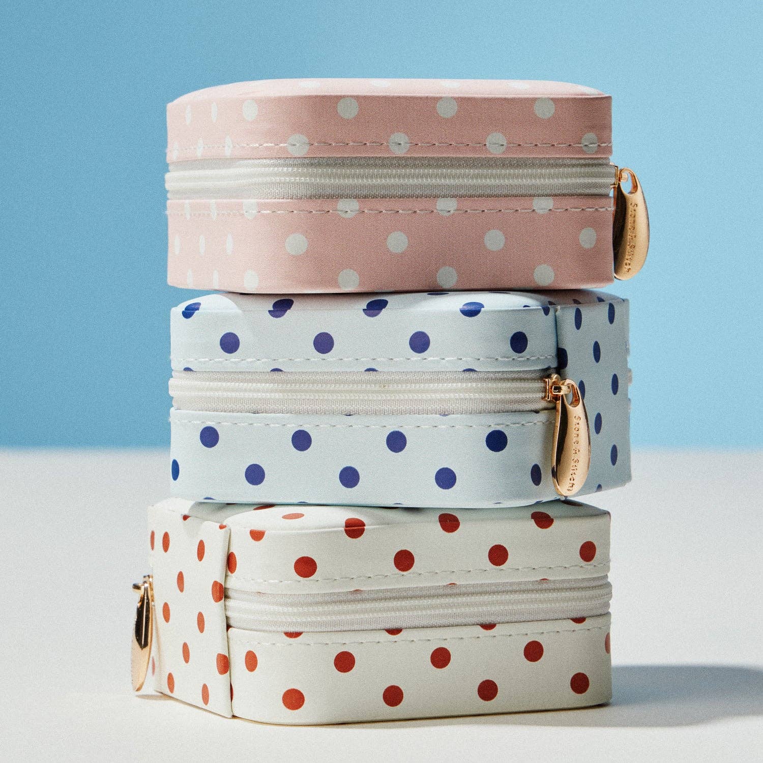 Polka Dot Travel Jewelry Case Organizer