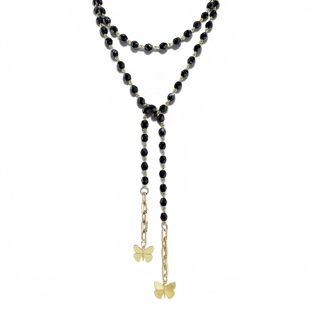Love Lisa Bailey Butterfly Wrap Lariat Necklace featuring a delicate butterfly pendant on a graceful wrap chain.
