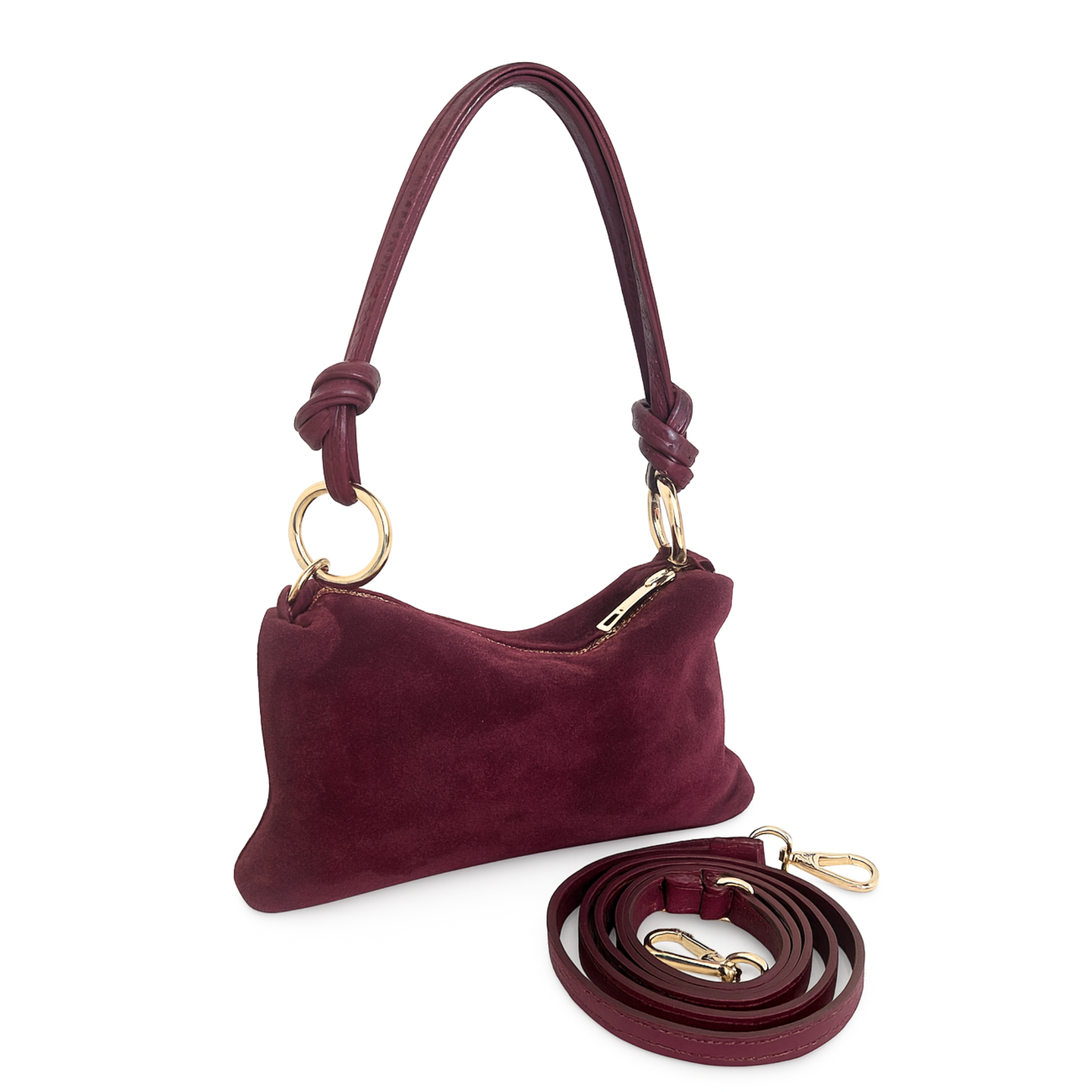Suede Knotted-Handle Shoulder Bag