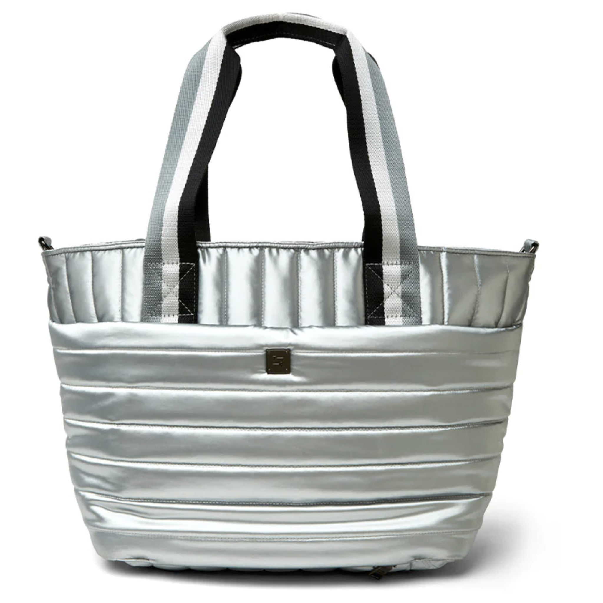 Think Royln Wingman Metallic Quilted Tote Bag In Pearl Grey
