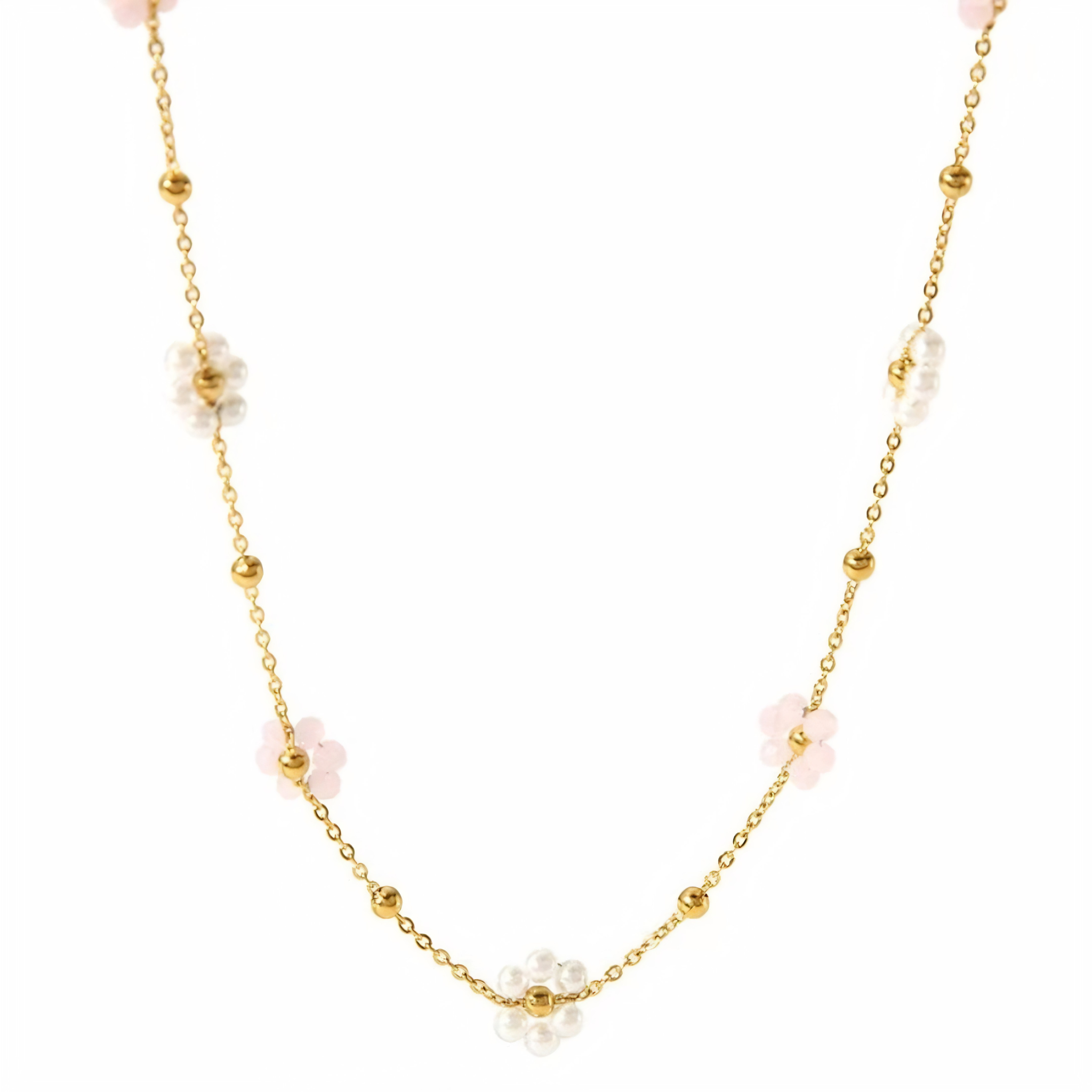 Flower Daisy Spring Summer Necklace by Private Label featuring a delicate daisy flower pendant on a silver chain.