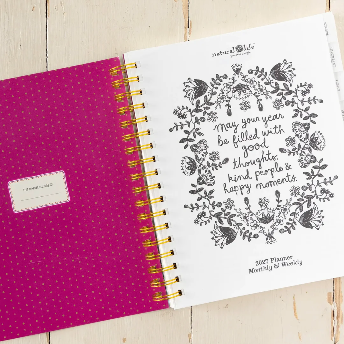 2026-27 17 Month Planner - Teal Folk Flower
