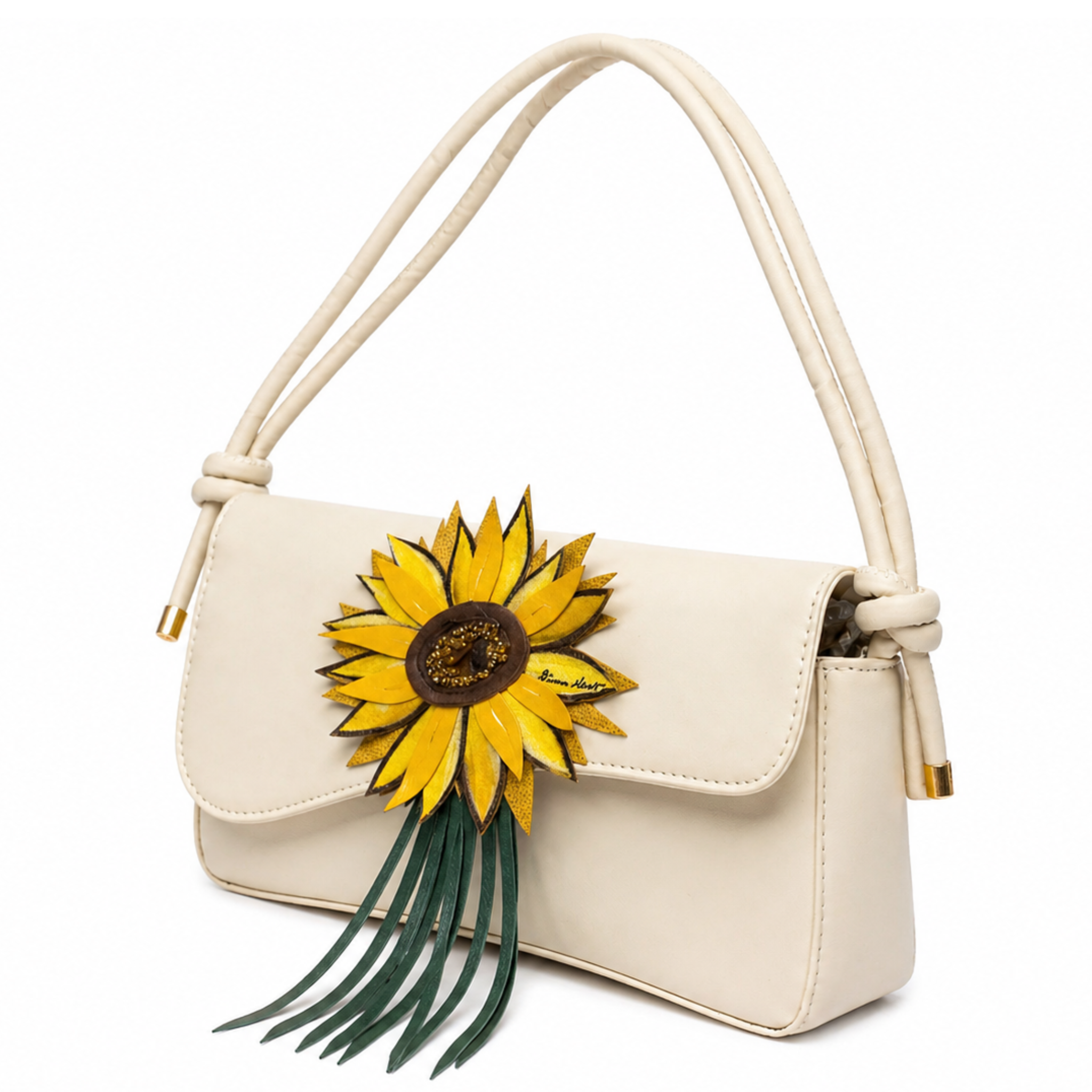 Gianna Valente Sunflower Solstice shoulder bag with floral yellow sunflower print and adjustable strap, stylish and spacious accessory