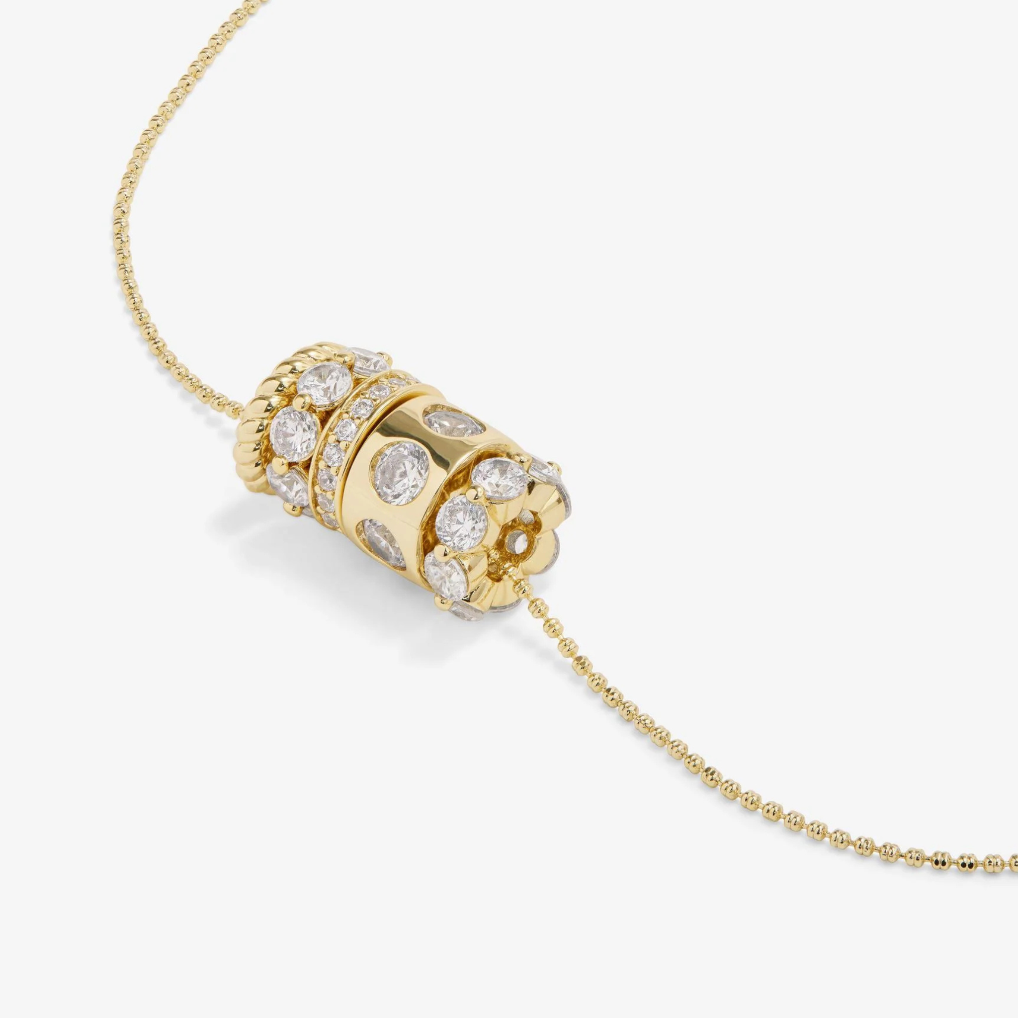 Gold Ashley Venice Necklace by Melinda Maria featuring white diamondette accents, elegant jewelry chain with a delicate design.