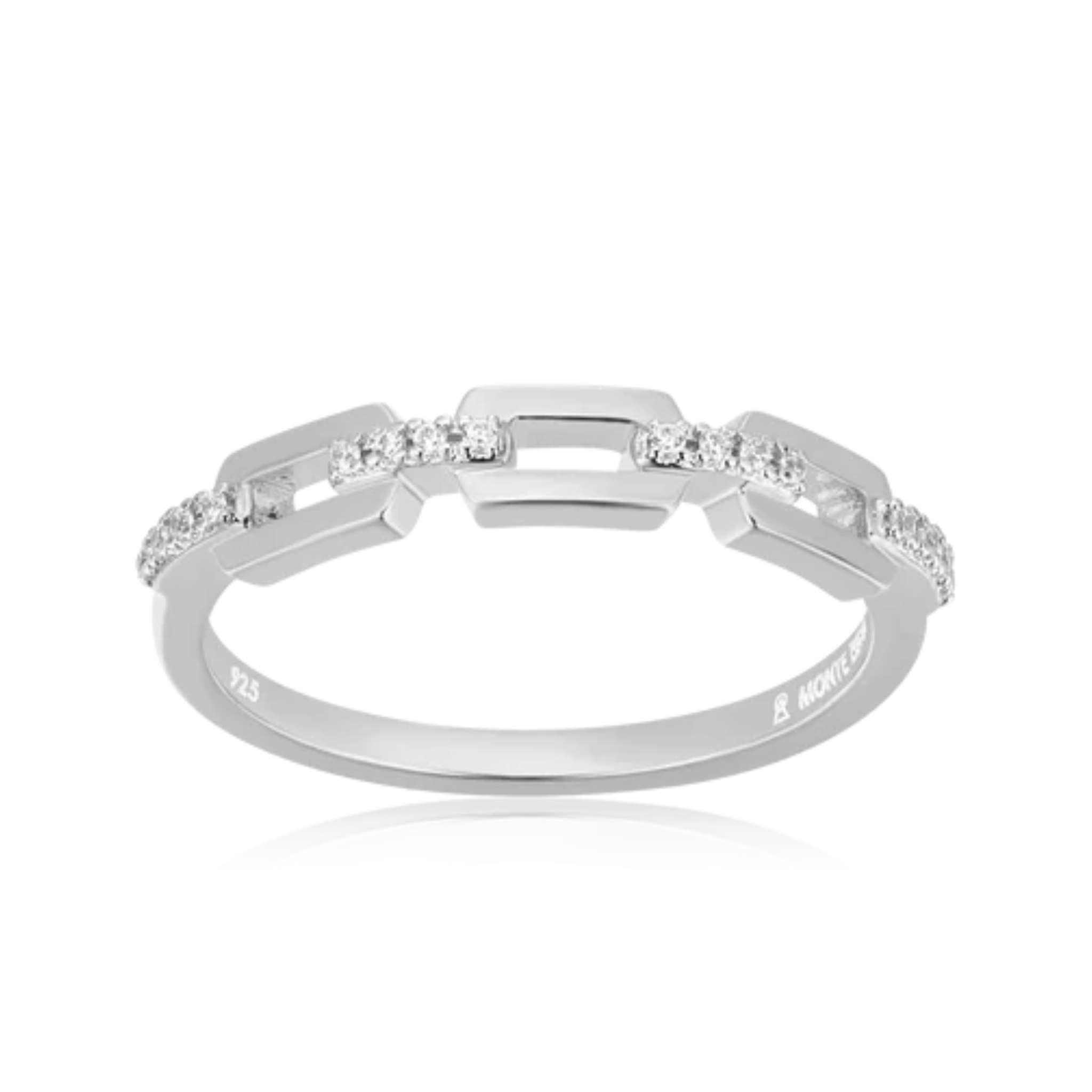 Mini-link Stackable Ring in Rhodium Plated Sterling Silver - Let's Bag It