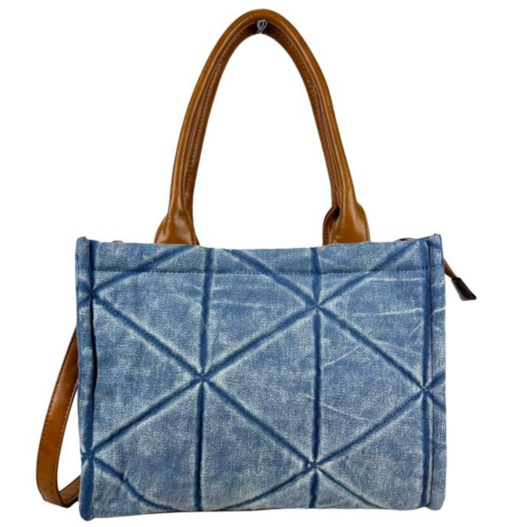 Quilted Canvas Bag with Long Handles and Back Pocket