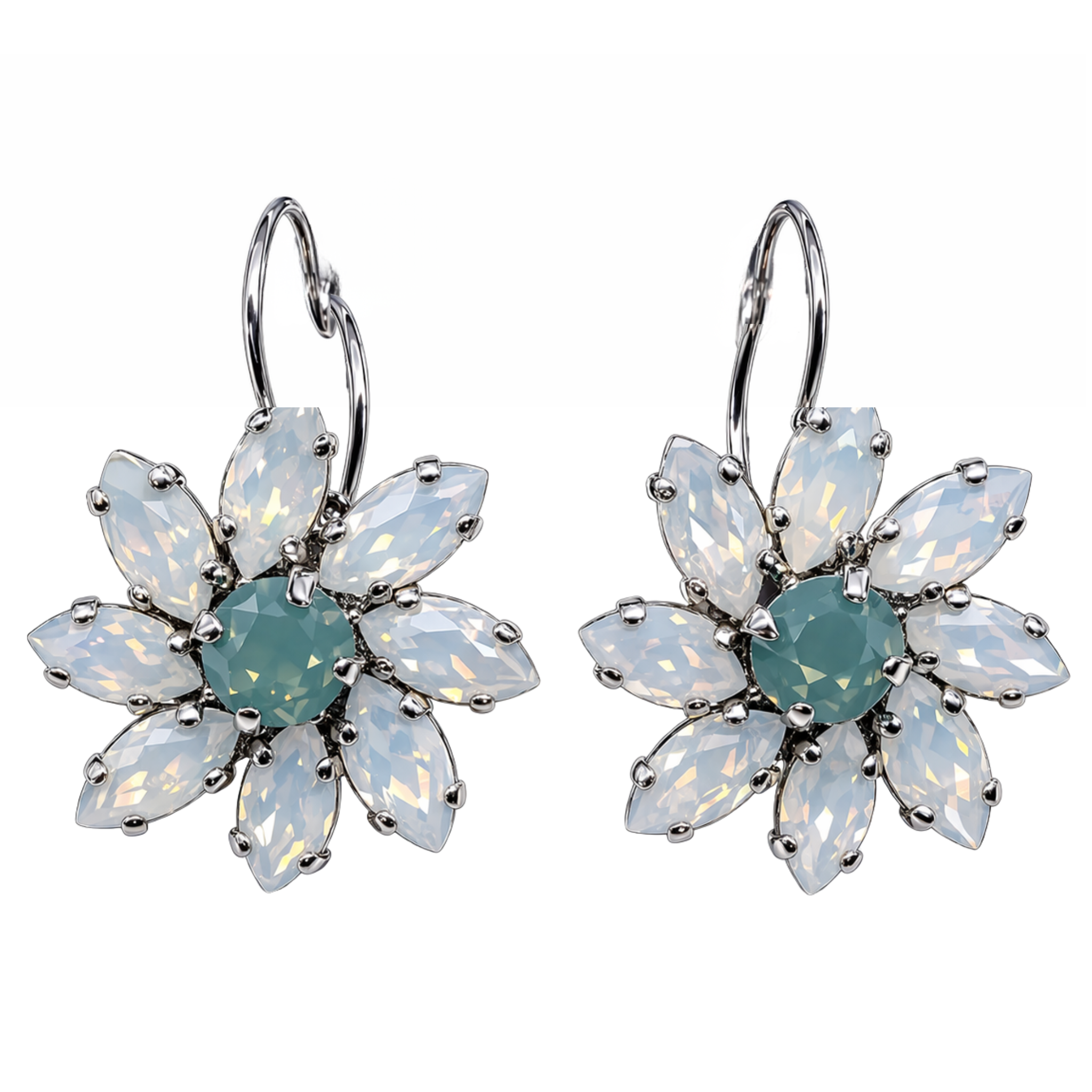 Cathie Nilson pointy daisy earrings featuring sleek, gold-tone metal with delicate daisy-shaped design and pointed tips.