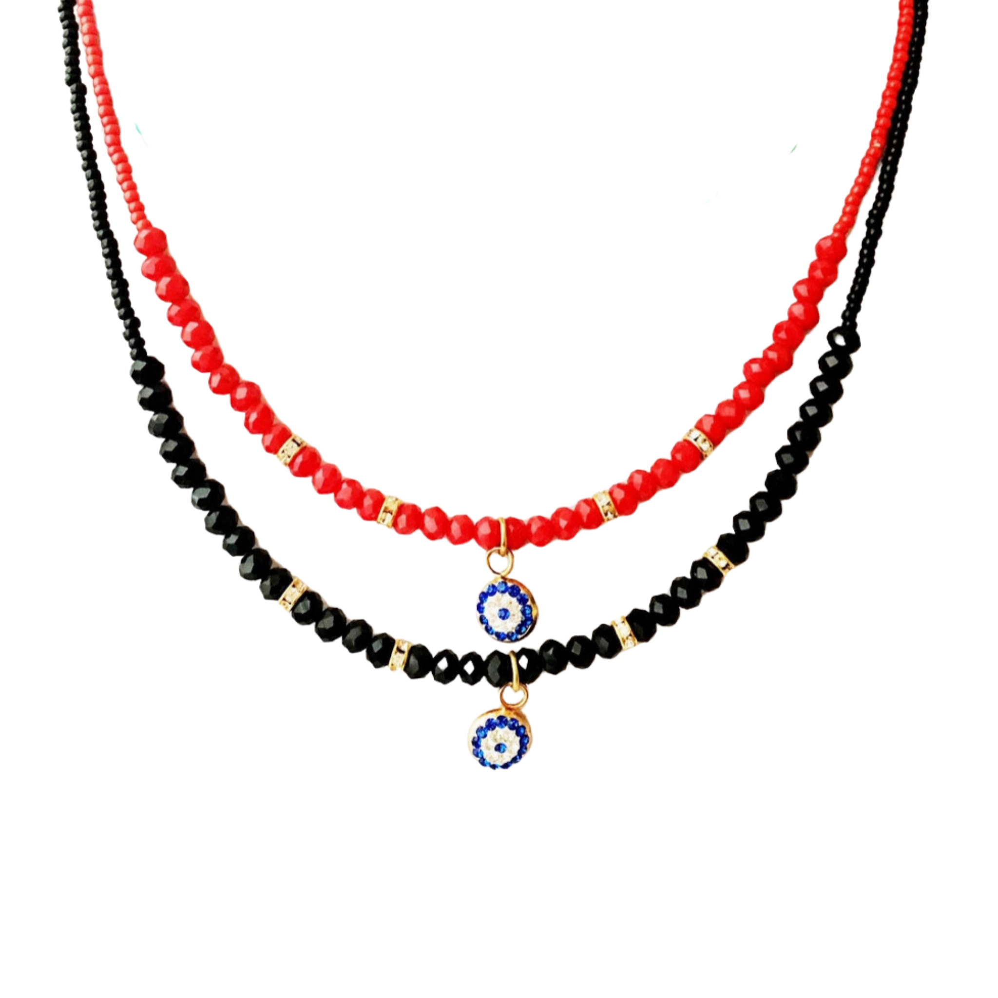 Evil Eye Beaded Charm Necklace - Let's Bag It