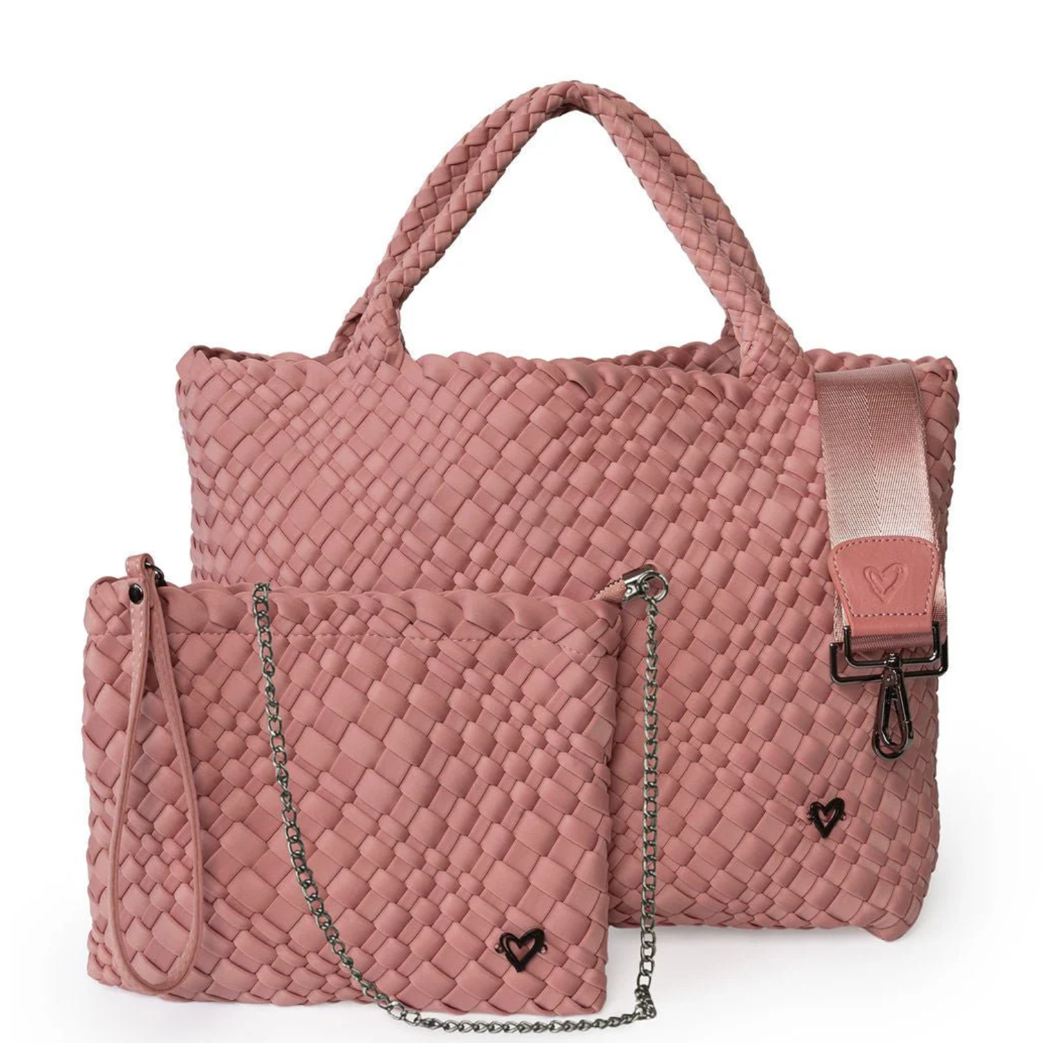 Large woven tote bag from Prenelove's London Hand-Woven Handbags collection, showing the textured handwoven fabric and spacious design.
