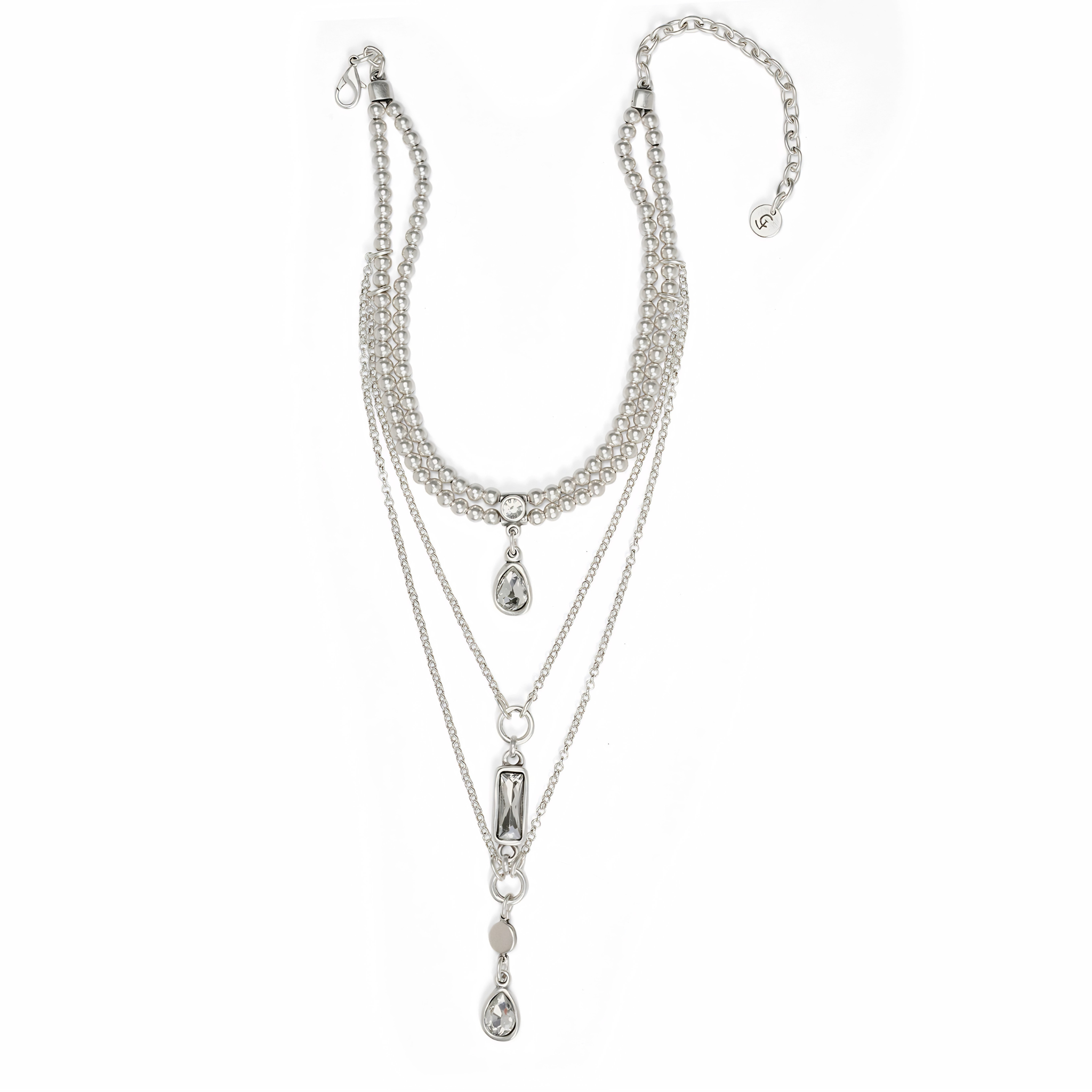 Chanour handmade angel pewter crystal necklace featuring a delicate angel pendant with sparkling crystal accents.