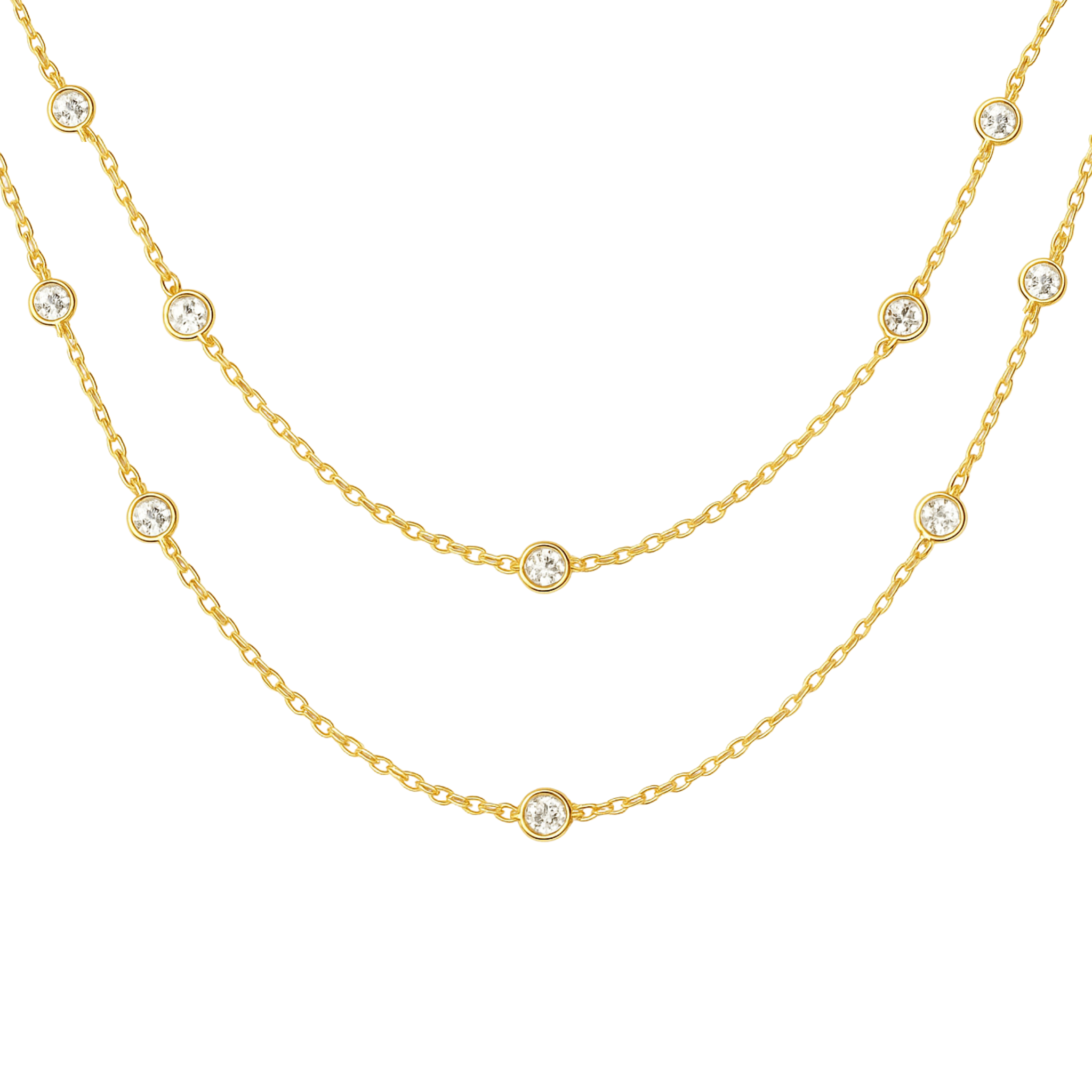 Diamond Layered CZ Necklace - Sterling Silver 925