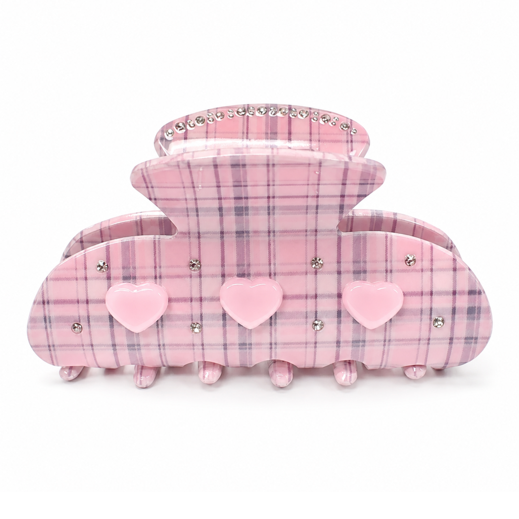Plaid Heart Claw Clips