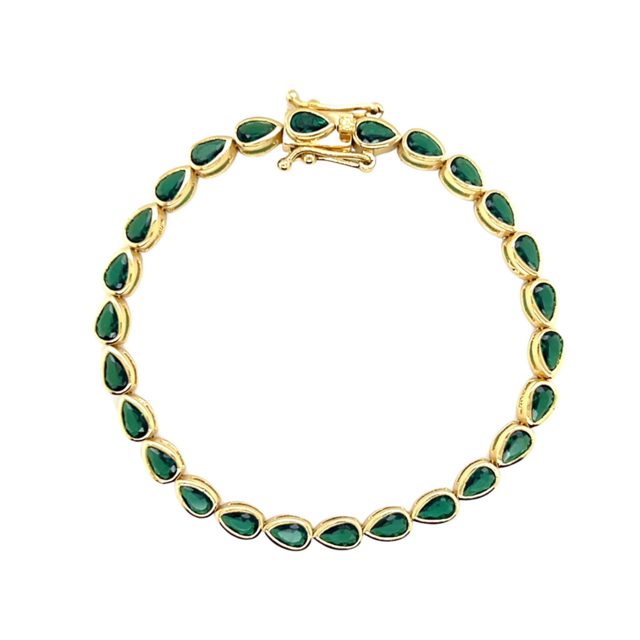 Colorful Pear Shaped Sterling Silver Tennis Bracelet