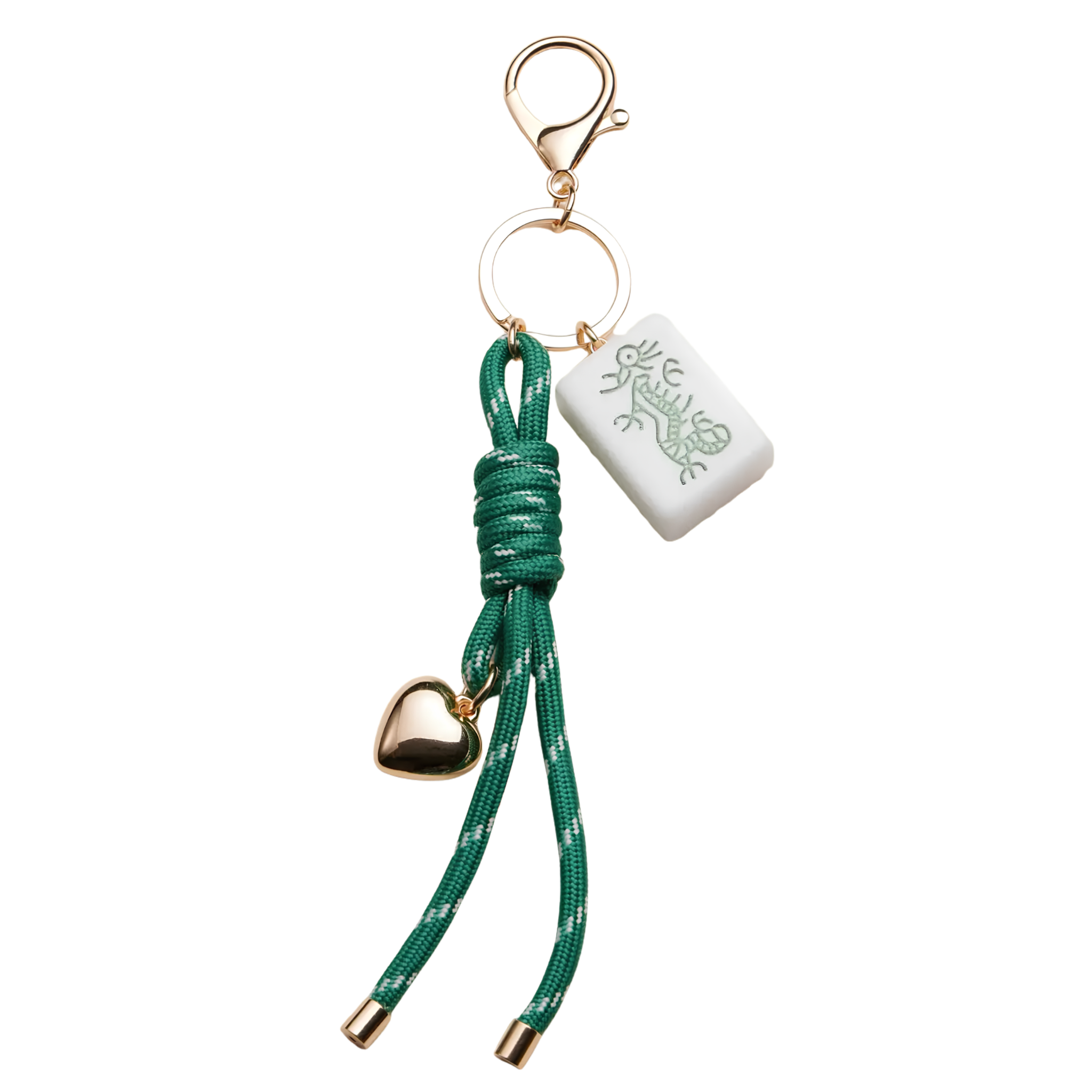 Mahjong Keychain | Heart Charm & Rope