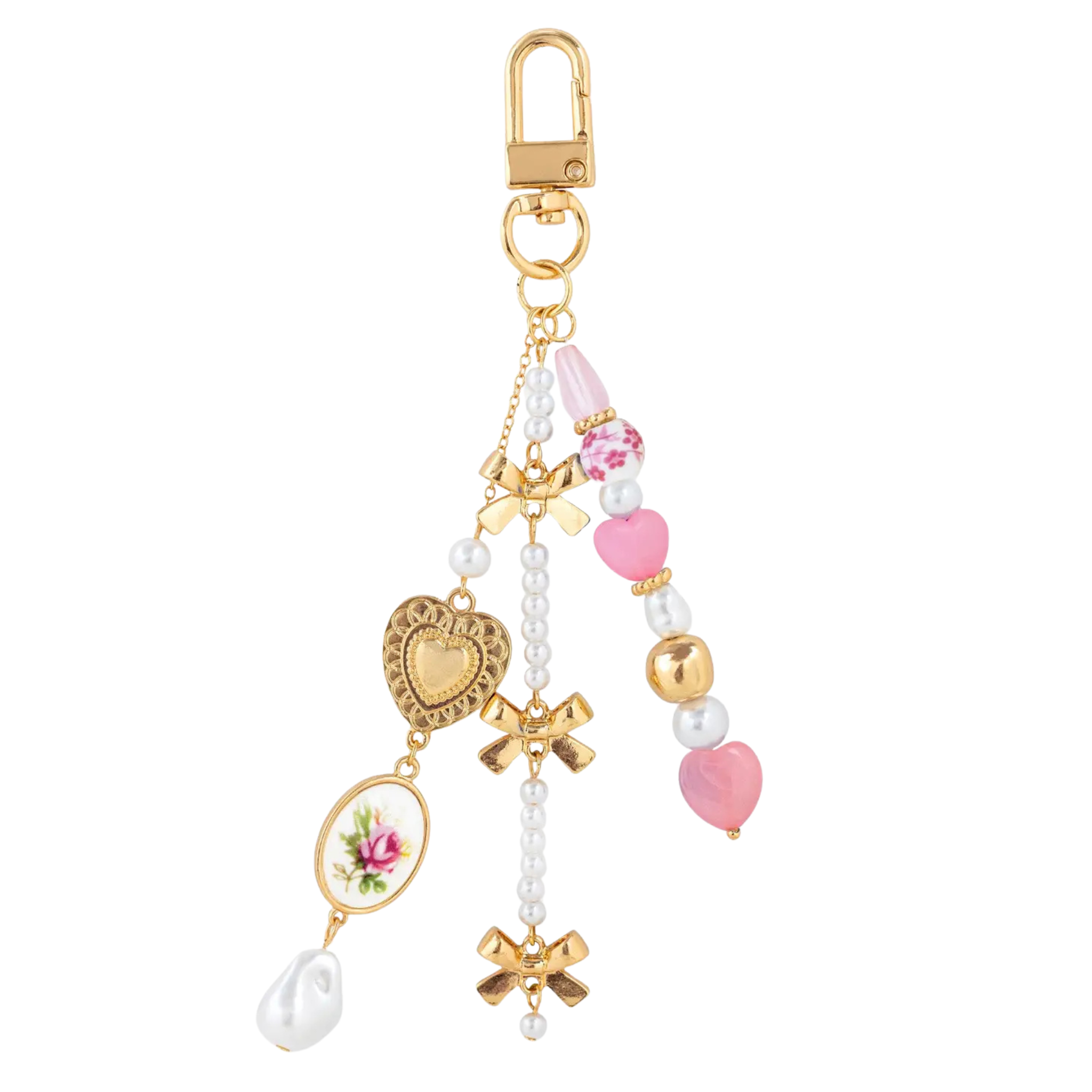 Romantic Ceramic and Bow Charm Bag Charm