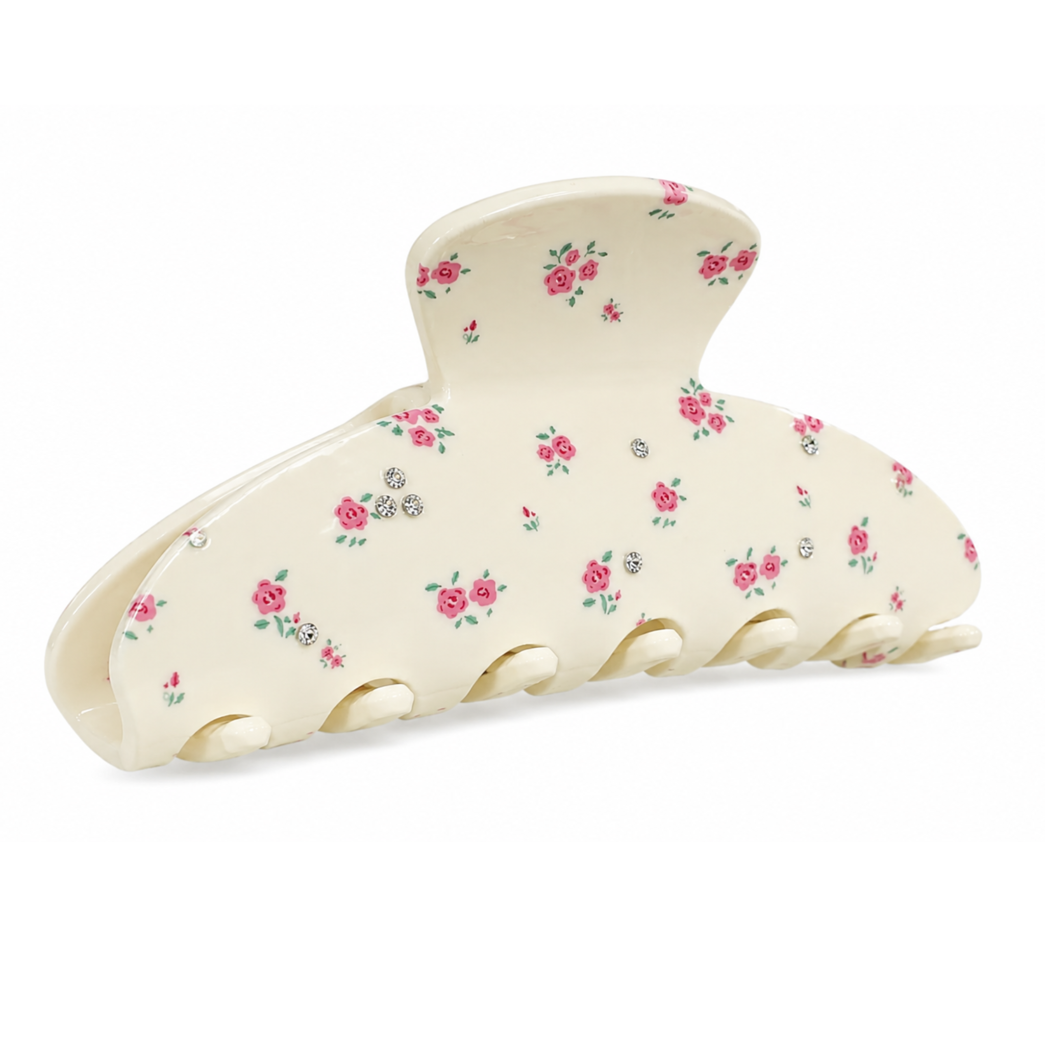 Private label ditzy floral hair clip with delicate fabric flowers and a metal alligator clip for secure styling.