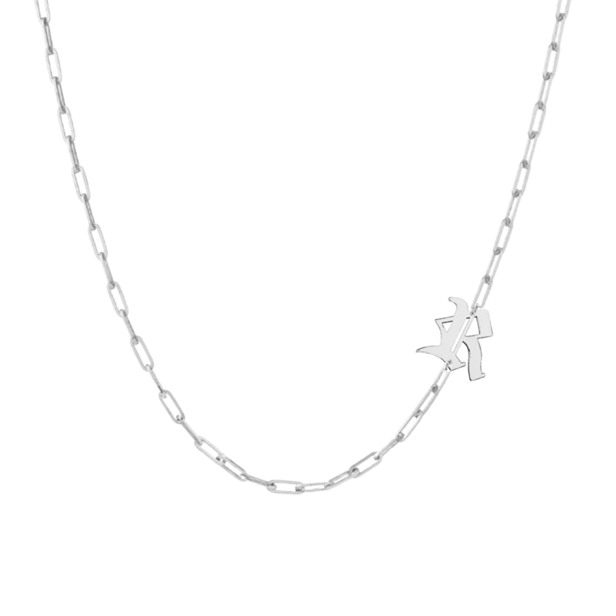 Noah Gothic Side Initial Paperclip Necklace - Let's Bag It