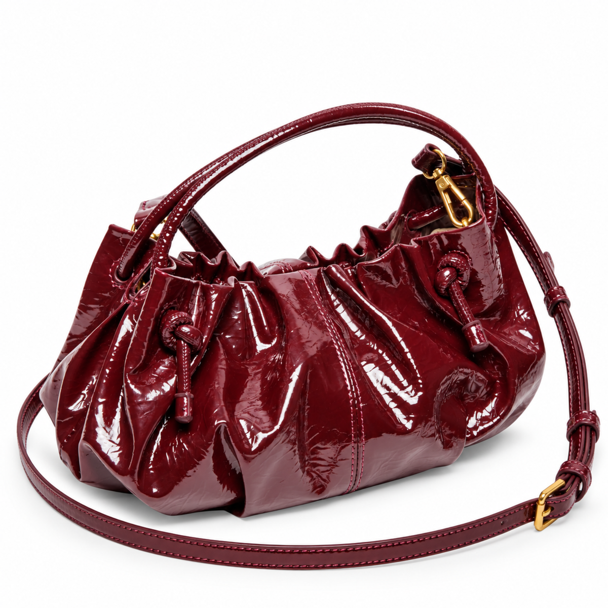 Dolce Vita Cocoa Crossbody bag with adjustable strap and main zipper compartment, in rich cocoa color.